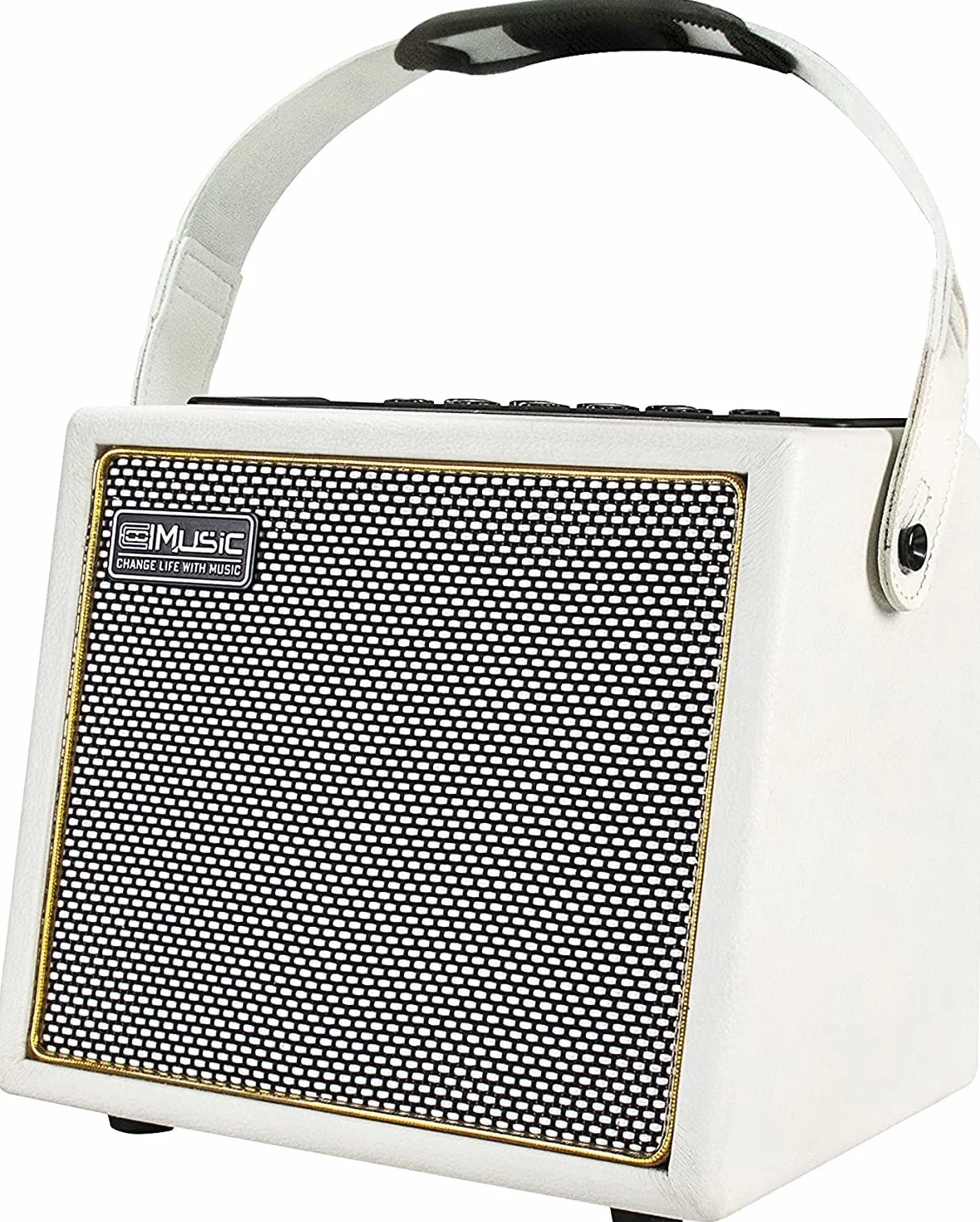 Coolmusic 30 W wzmacniacz gitarowy elektrycznej, BT, przenośny wzmacniacz gitarowy, głośnik z wejściem mikrofonowym, basem, regulacja głośności, efekt reverb, kolor biały