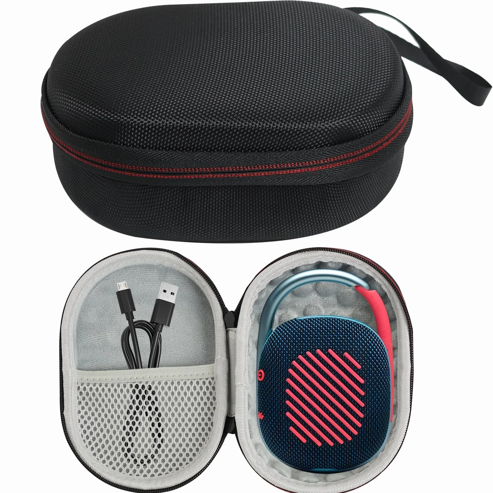 Etui do JBL Clip 5 / Clip 4 Eco wodoodporne, wodoodporne i odporne na uderzenia etui podróżne, etui podróżne z materiału EVA, idealne dopasowanie, tylko torba – czarne, przenośne twarde etui