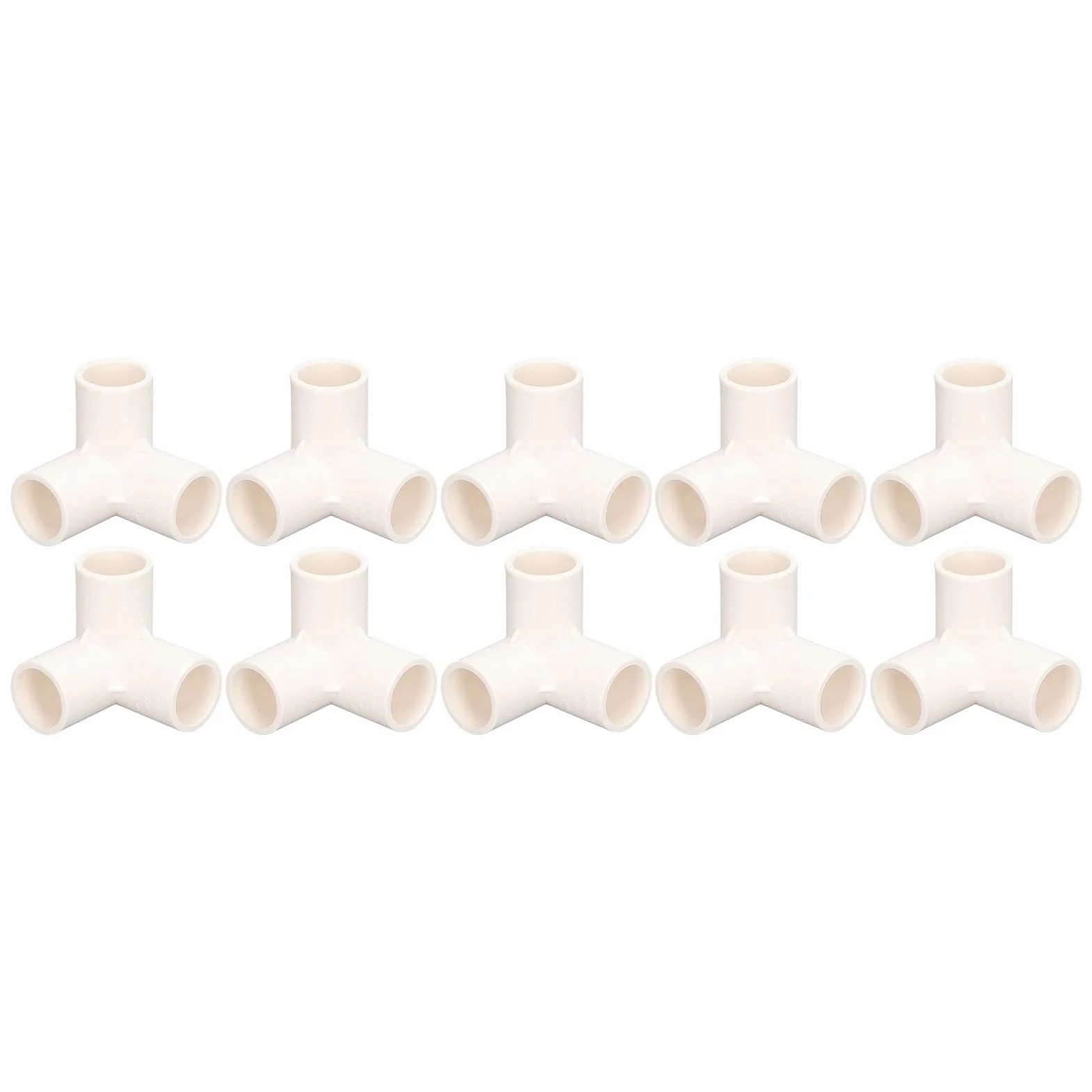 3 Way PVC Pipe Fittings | 10PCS 25mm Tee Elbow Connector | 90 Degree Corner Fitting for Furniture/Greenhouse/Water Pipes | Sturdy Plastic (White)