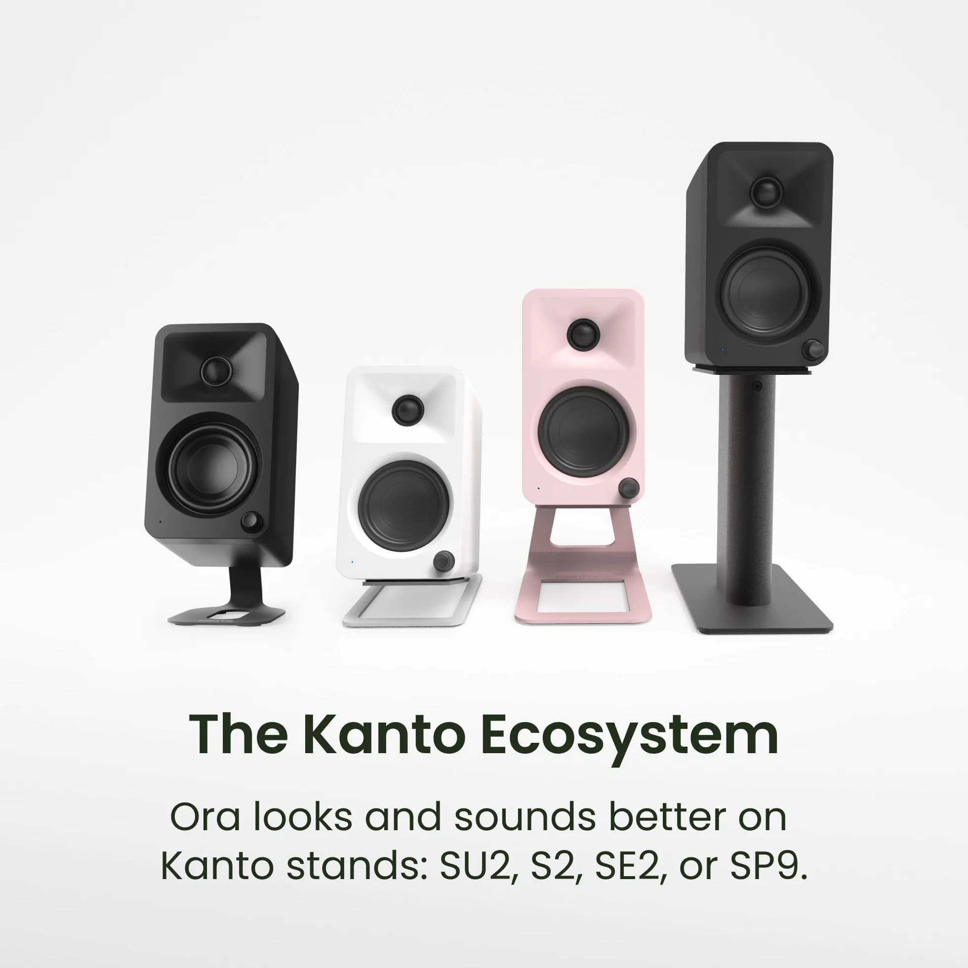 Kanto ORA 100W Powered Bi-amp Reference Desktop Computer Speakers w/Bluetooth 5.0 & USB-C | 100 Hz Crossover | Reference Quality Sound | Pair | Black