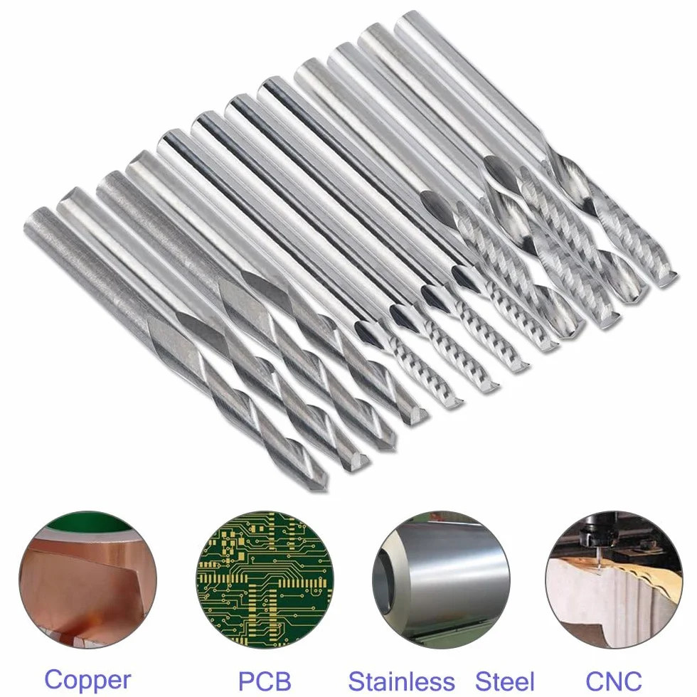 Afunta - frezy karbidowe, 4 szt., 8 mm, frez CNC dwuostrzowy + 8 szt. frezów (2 rodzaje), jednoostrzowe, do nylonu, żywicy, ABS, akrylu, PCV, MDF, twardego drewna