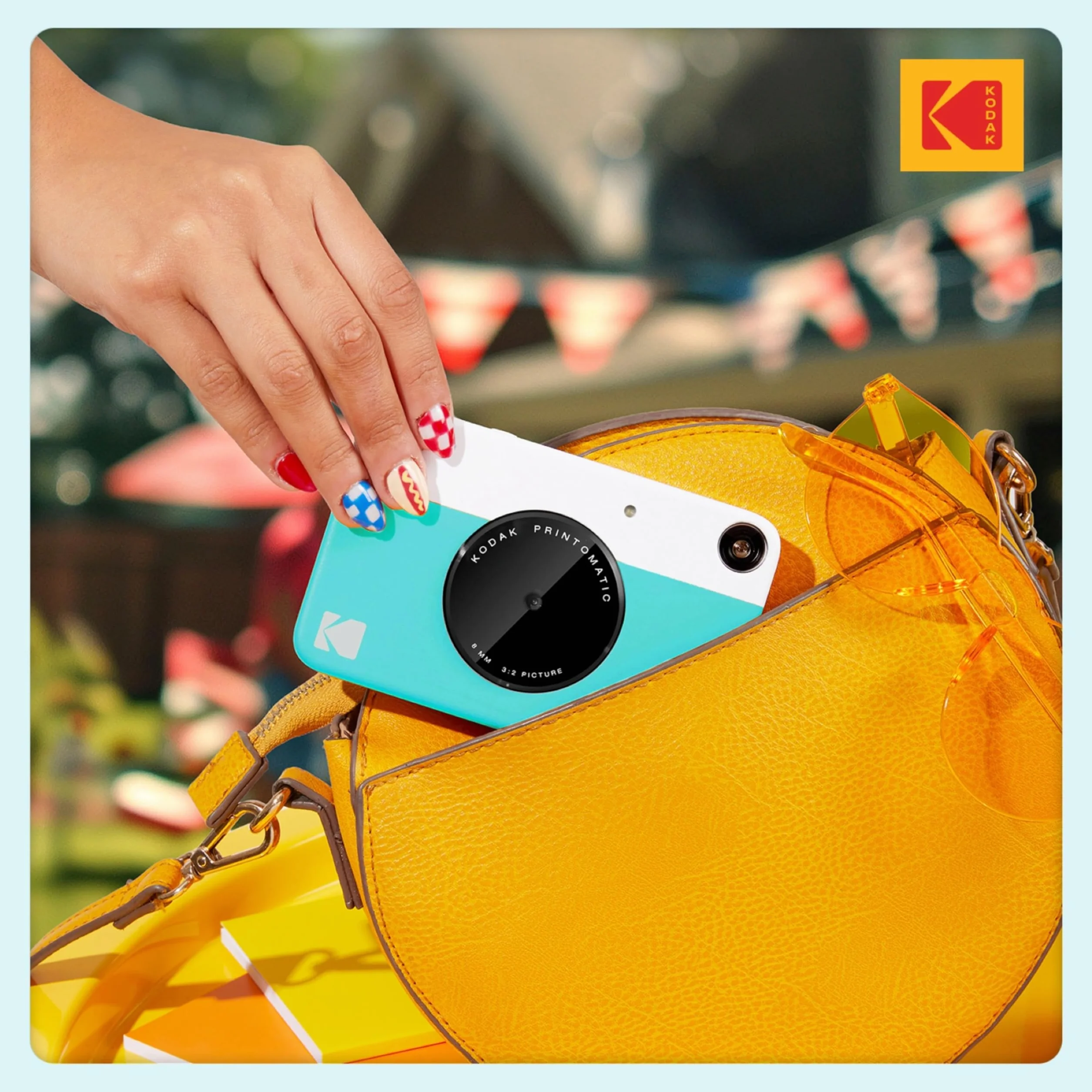 KODAK Printomatic Pełnokolorowy zestaw startowy aparatu do natychmiastowego drukowania + miękkie etui + cynk 20 sztuk papieru fotograficznego, kolorowe zdjęcia na papierze samoprzylepnym 5 x 7,6 cm,