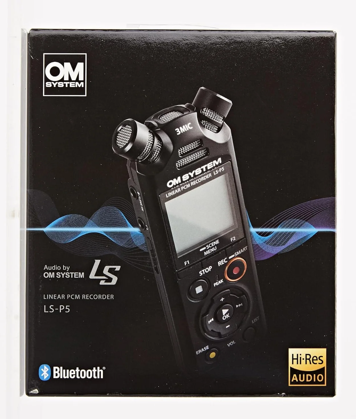 OM SYSTEM LS-P5 Rejestrator Audio Hi-Res – System 3 mikrofonów TRESMIC II, Bluetooth, 16GB, 37h, profesjonalne nagrania, sterowanie smartfonem, USB, PCM/FLAC/MP3