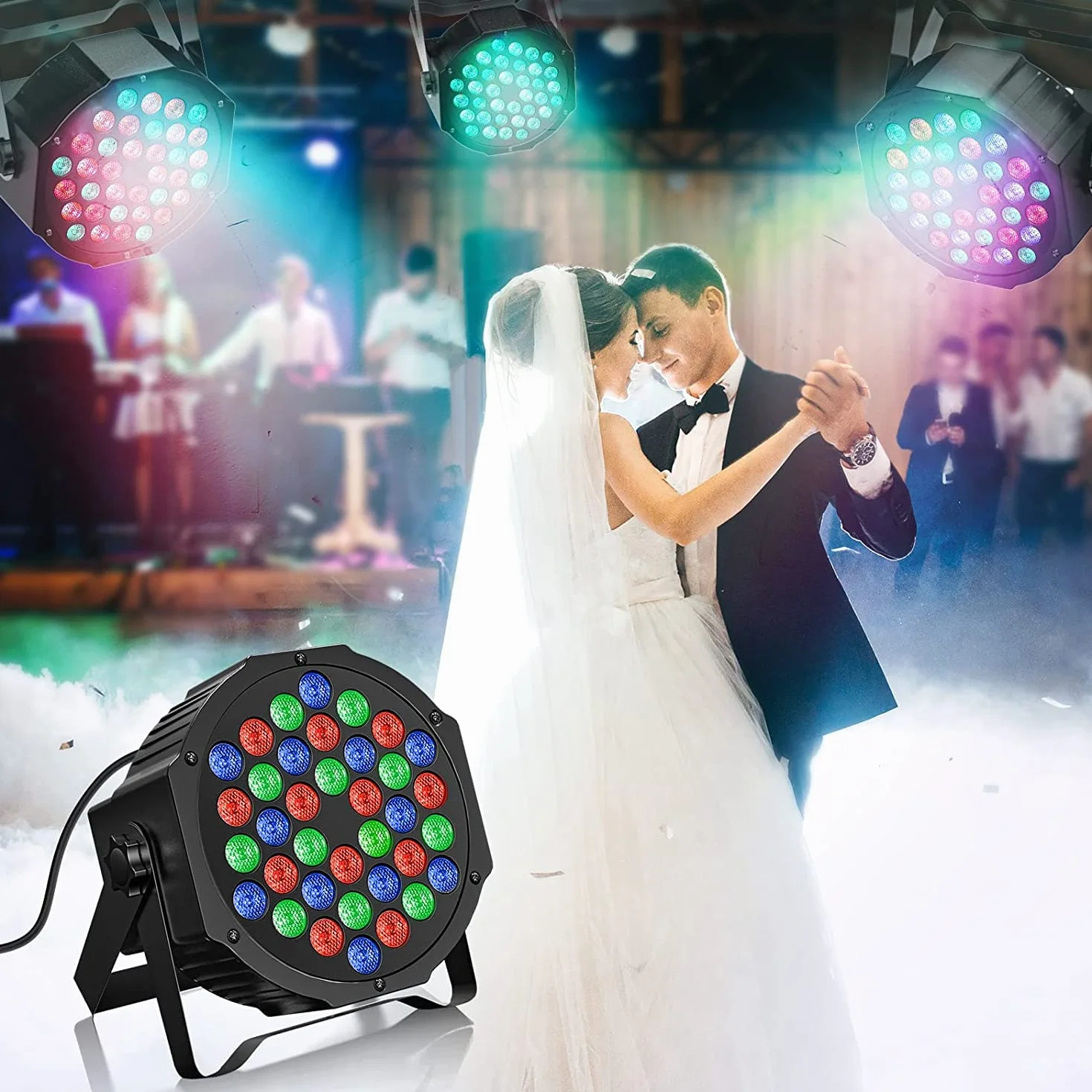 U`King 2 szt. RGB Par LED akumulator, 72 W zewnętrzne oświetlenie sceniczne z pilotem zdalnego sterowania, oświetlenie dyskotekowe 7 trybów na imprezę DJ bar, koncerty Halloween, Boże Narodzenie