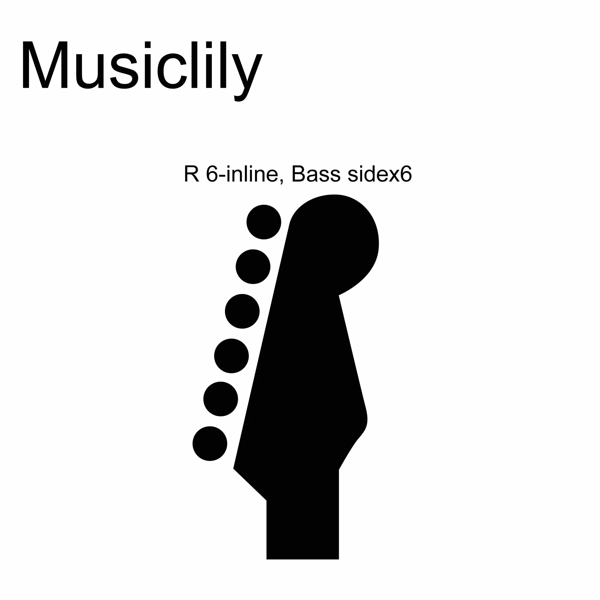 Musiclily Pro 6 w linii 2-pin Klucze Blokowane Gitaryowe Tuner Blokujące Kołki do Strojenia do Gitary Elektrycznej SQ Strat Tele, Czarny
