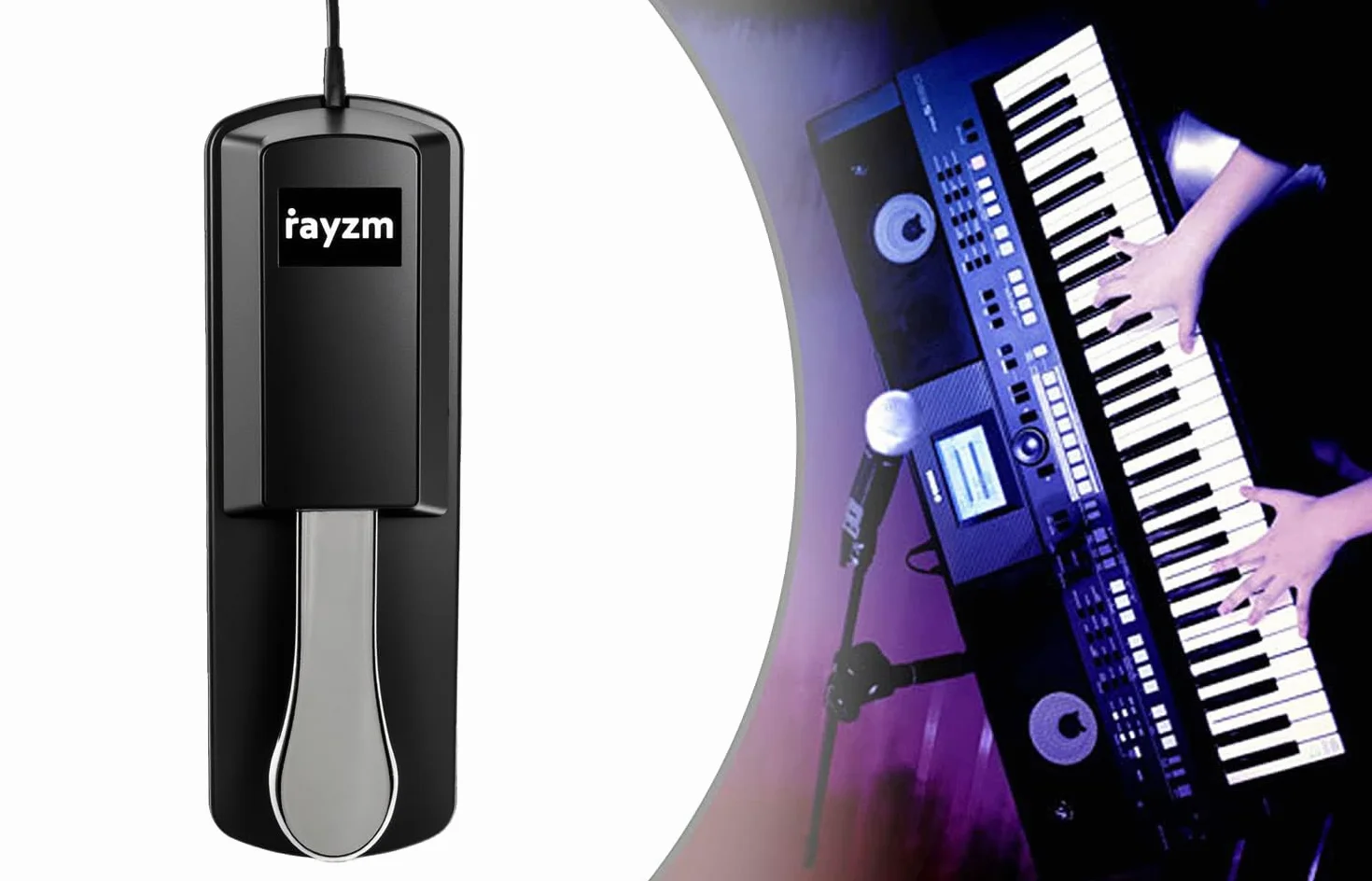 Rayzm Uniwersalny Sustain do pianina cyfrowego i klawiatury elektronicznej, antypoślizgowy nożny z przełącznikiem polaryzacyjnym, kabel 1,4 m