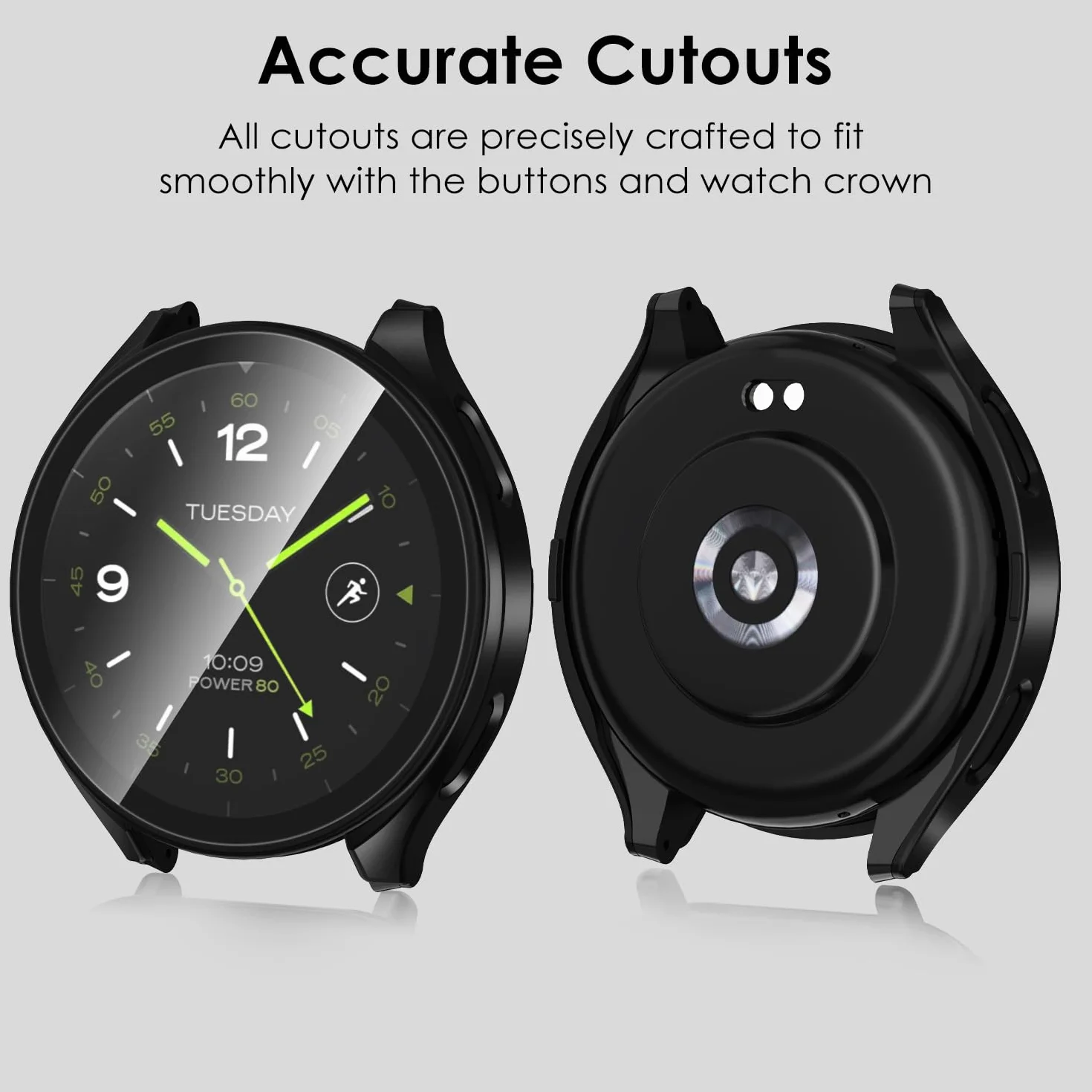 ivoler 3 szt. twarde etui PC ze szklaną ochroną ekranu do zegarka Xiaomi Watch 2, pełne pokrycie, ultracienkie, odporne na zarysowania etui ochronne, 2 przezroczyste + 1 czarny