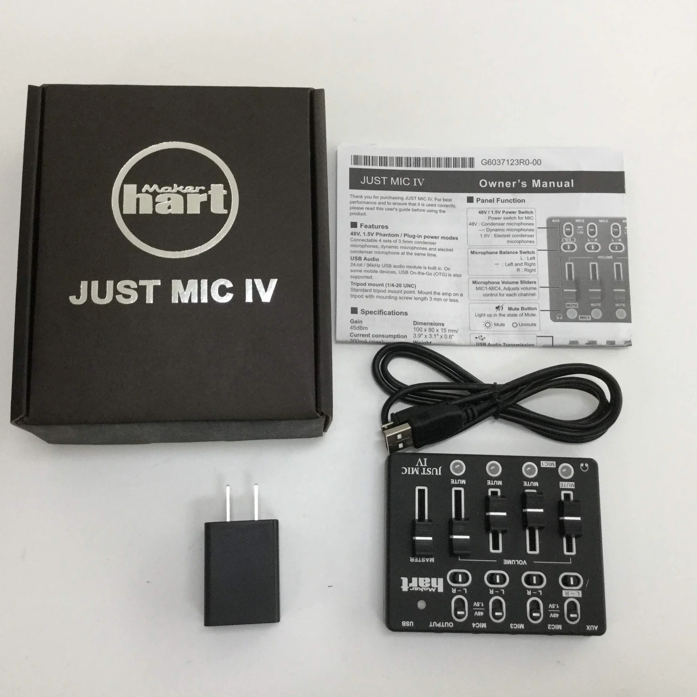 Maker hart Just Mic 4 mini mikser mikrofonowy 4 kanały/przenośne zasilanie fantomowe/interfejs audio