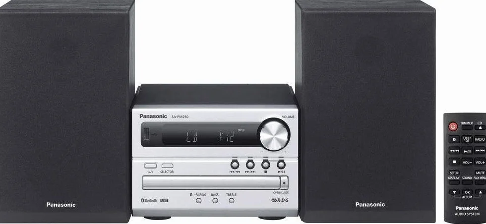 Panasonic Sc-Pm250Eg-S Zestaw Stereo, Srebrny/Czarny, 10 W