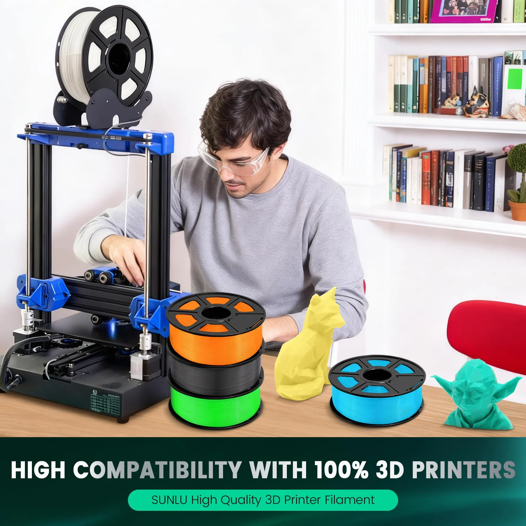 SUNLU Filament PLA+ 1,75 mm, zwiększona trwałość i wysoka wytrzymałość, filament do drukarki 3D PLA Plus FDM, szpula 1 kg, PLA + drewno (dąb)