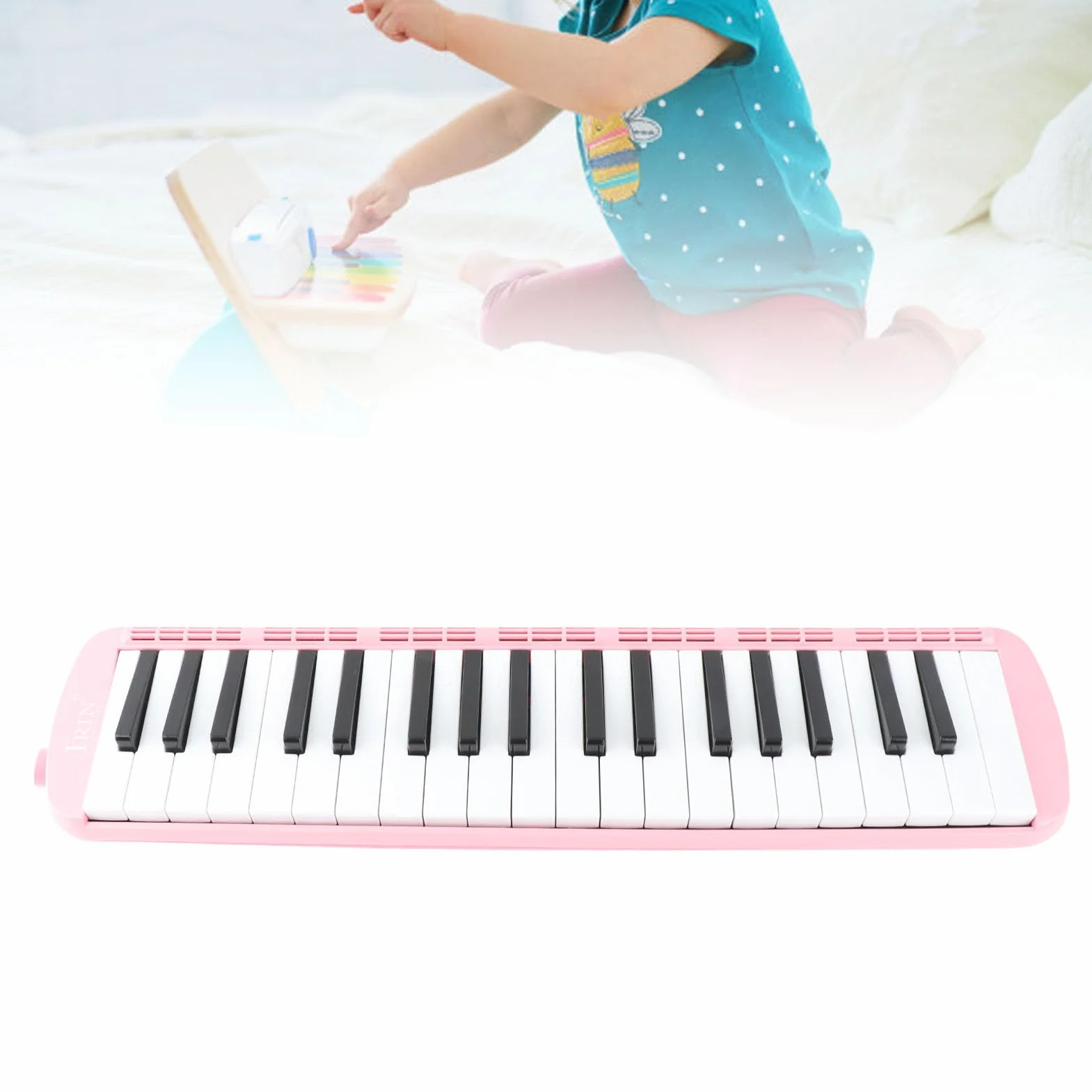 Melodica Klawiatura wiatrowa Instrument muzyczny 37 klawiszy dla miłośników muzyki Profesjonalny trening początkujący(różowy), instrument dęty,Narząd jamy ustnej