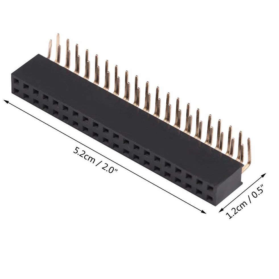 3 Sztuk 2.54mm 2x20 Pin żeński Dwurzędowy żeński Nagłówek Kątowy 4 Nagłówek Listwy Pinowe Złącze Płytka Drukowana Dwurzędowe Gniazdo Kątowe do Prototypowej Tarczy