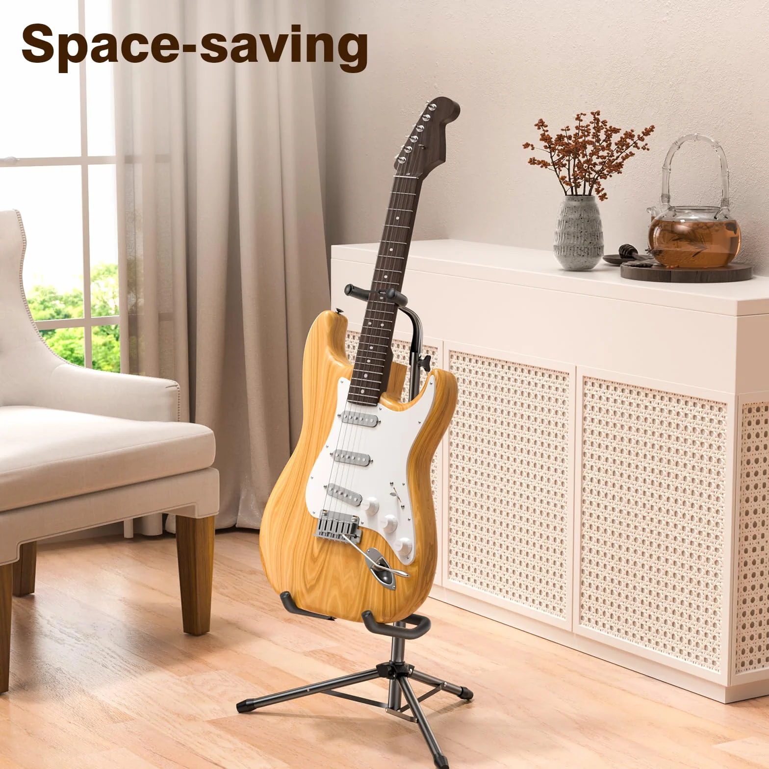 New bee Stojak na gitarę składany stojak gitarowy, stabilny i wytrzymały do gitar elektrycznych, klasyczna akustyka