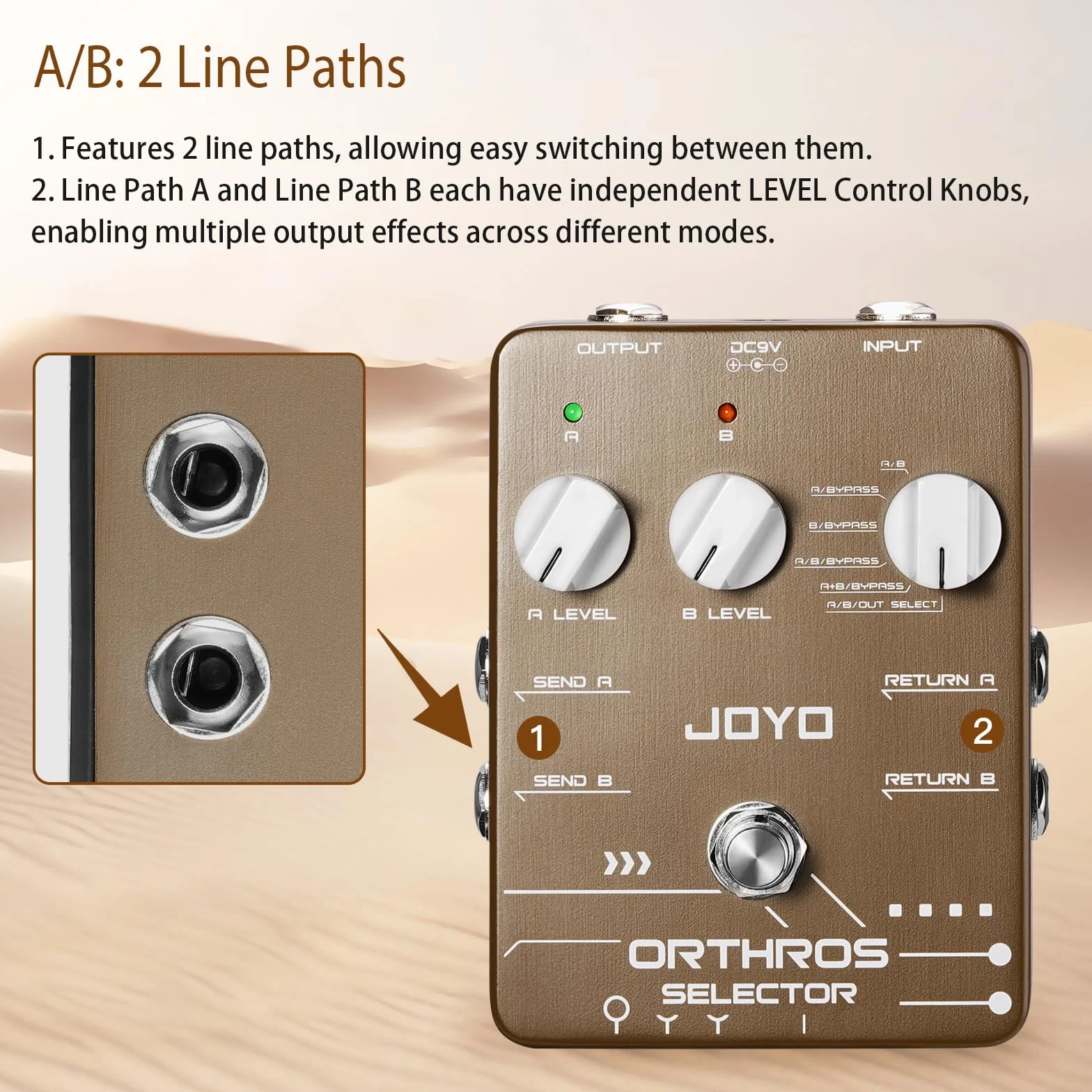 JOYO Line Selector pedały gitarowe, 6 przełączników trybów z AB, 2 pętle efektów, niezależny kanał sterowania do gitary elektrycznej, basu (ORTHROS SELECTOR JF-24)