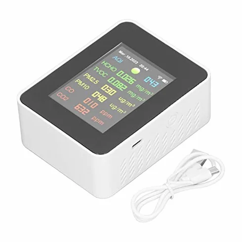 Tester jakości powietrza, Monitor Jakości Powietrza 9 w 1, WiFi PM2.5, PM10, HCHO, Zanieczyszczenia Organiczne, CO, CO2, Wielofunkcyjny Monitor