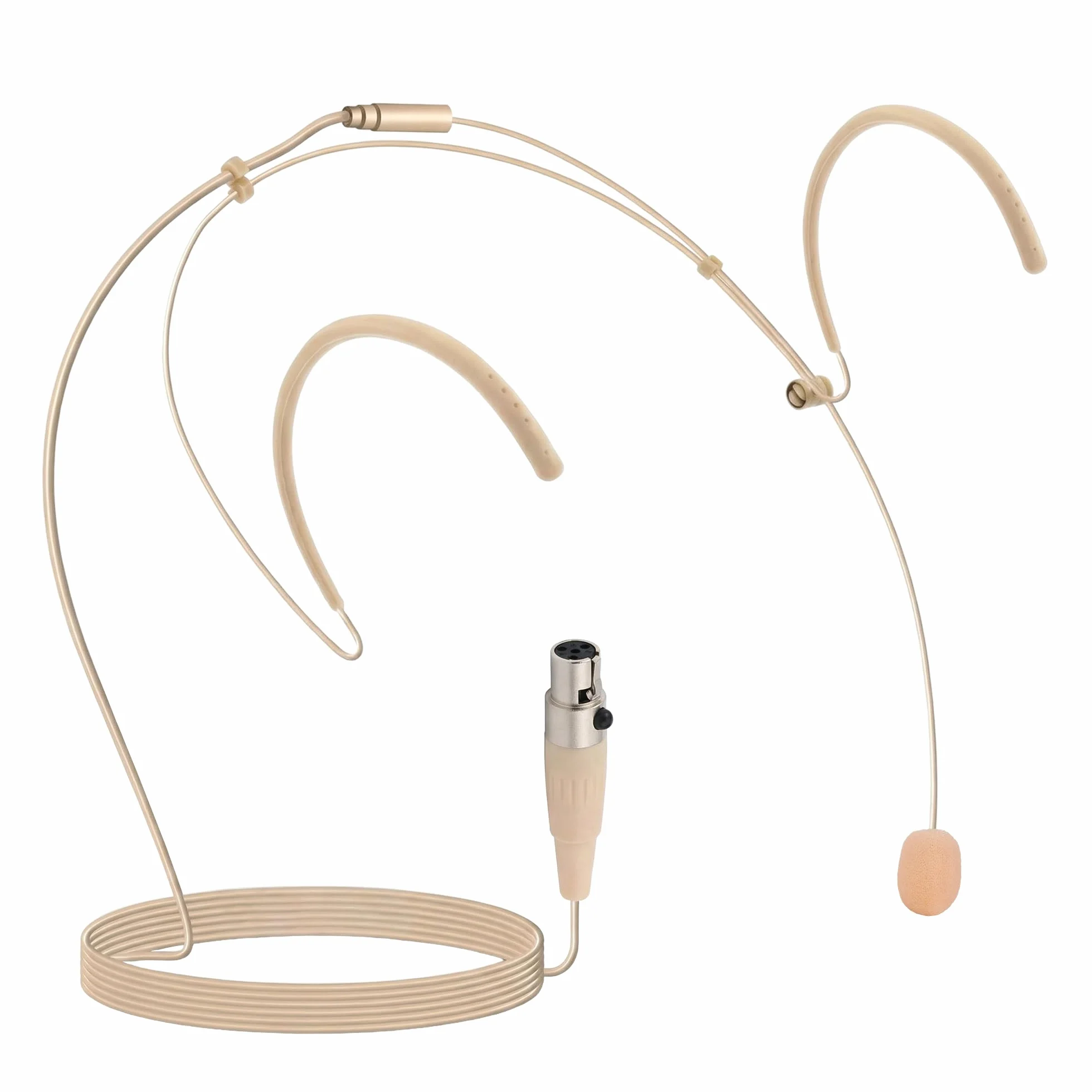 Pyle Pro Podwójne Over-Ear Mikrofon Headset Bezprzewodowe Omnidirekcyjne Kabel Boom Kondensator Mikrofon 4 Pin Mini XLR 1,2M Kabel Osłona Przeciw Wiatrowi Beżowy