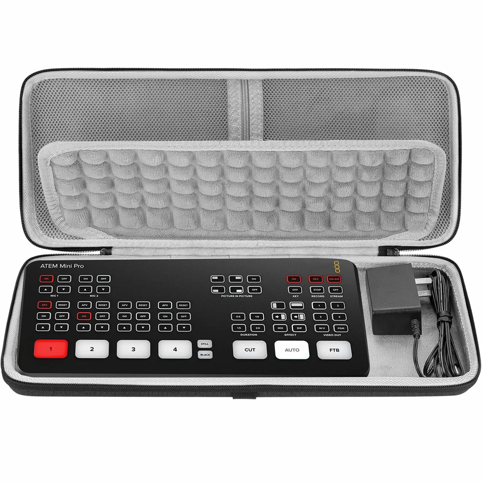 GEEKRIA Twarda obudowa podróżna, torba ochronna EVA kompatybilna z Blackmagic Design ATEM Mini Pro (ciemnoszara), ciemnoszary