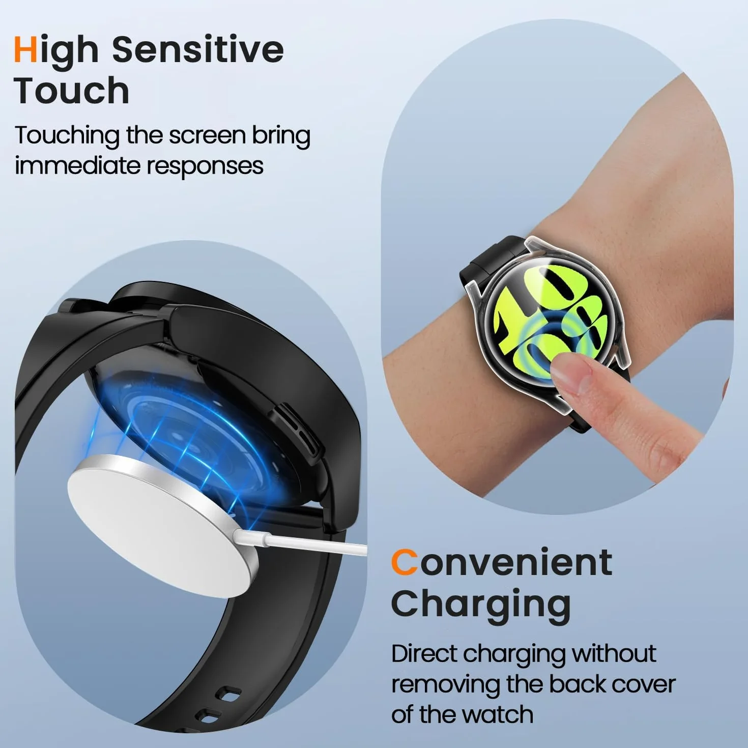 ivoler 3 sztuki etui z osłoną ekranu do Samsung Galaxy Watch 6 44 mm, pełne etui ochronne z miękkiego TPU cienkie, odporne na wstrząsy etui odporne na zarysowania (2 przezroczyste 1 czarne)