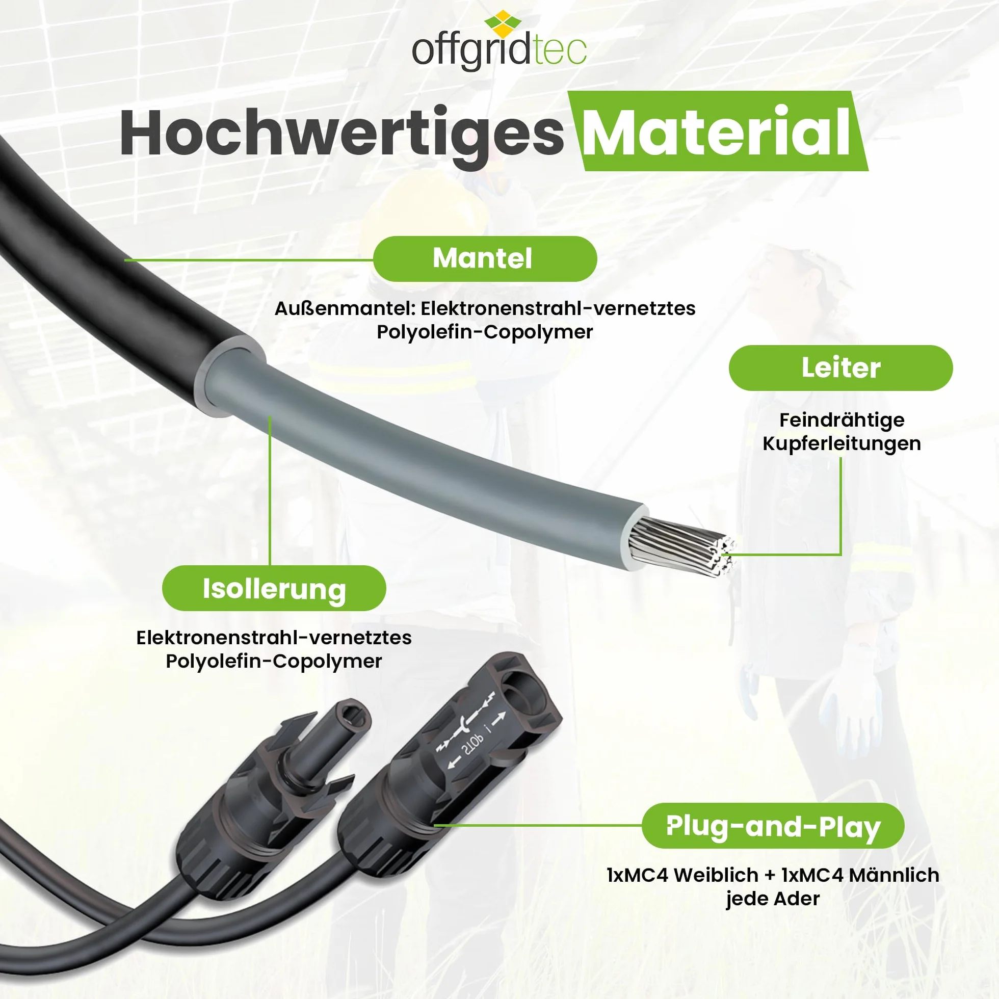 Offgridtec 3 m 4 mm² kabel solarny z oryginalnymi wtyczkami PV