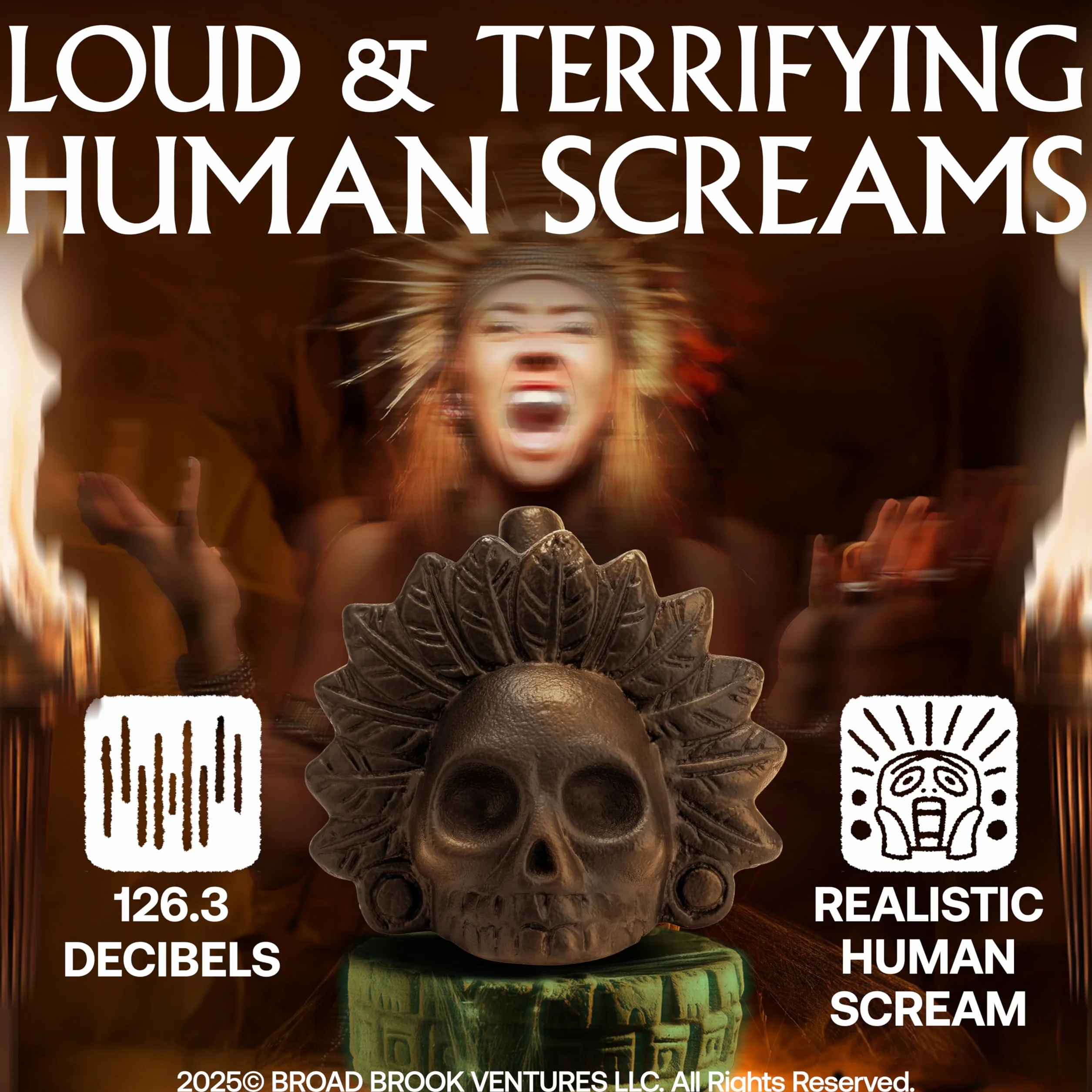 Aztec Death Whistle Loud 125+ Decibels Autentyczne ludzkie brzmiące krzyki Krzyczący Aztecki Gwizdek Wojenny