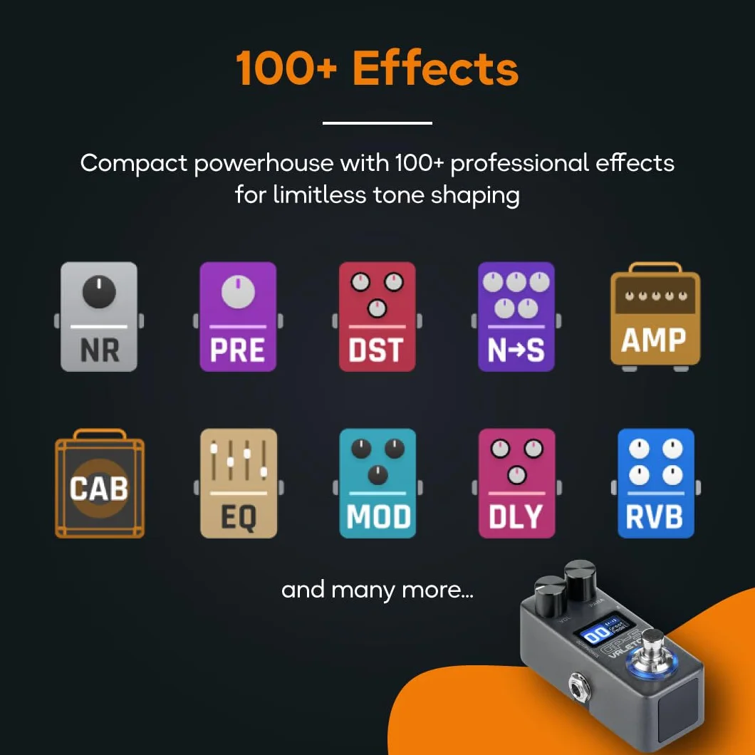 Valeton Kompaktowy procesor wielofunkcyjny GP-5 – SnapTone i ładowarka IR, ponad 100 efektów, Bluetooth, interfejs audio USB