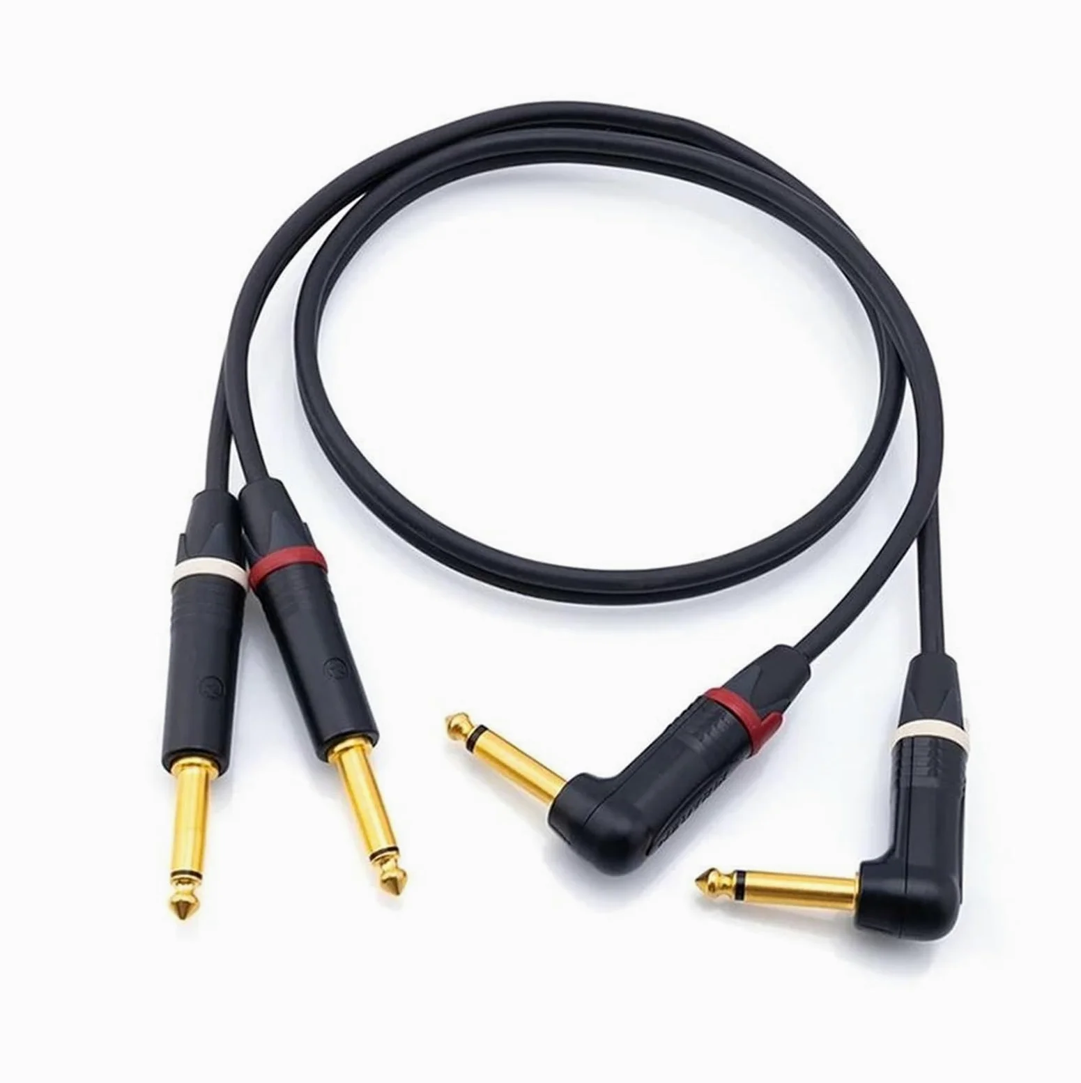Kabel TS 6,5 mm Output męski do męskiego do gitary, pianina elektrycznego, miksera, wzmacniacza stereo, głośnika(L-R,2m)