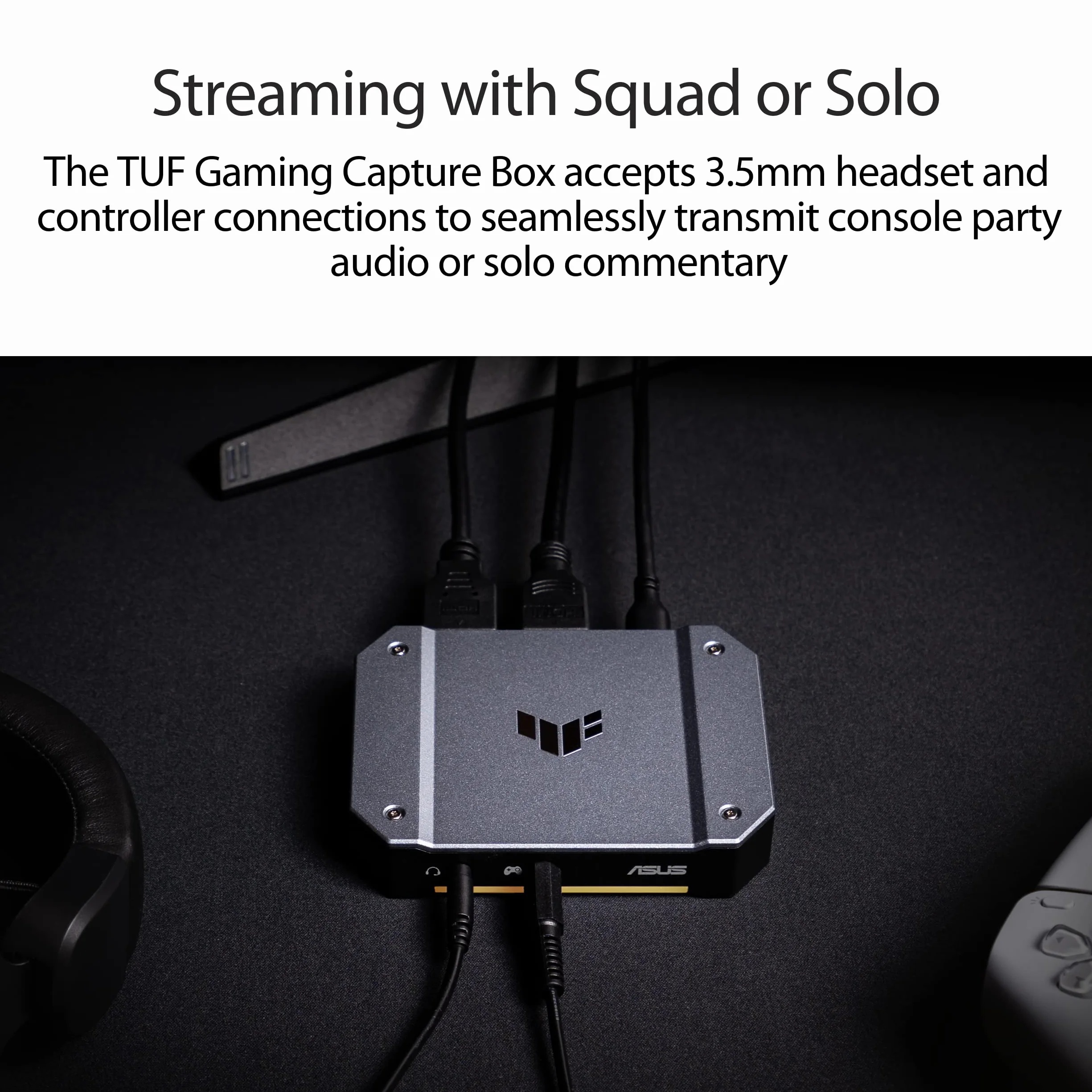 ASUS TUF Gaming Capture Card CU4K30 (4K60 HDR Passthrough, przechwytywanie 4K30, USB C 3.2, wej?cia audio/kontrolera, certyfikat OBS?, Ultra Low Latency, PS4 / PS4 Pro / PS5, Xbox One/Series X/S)