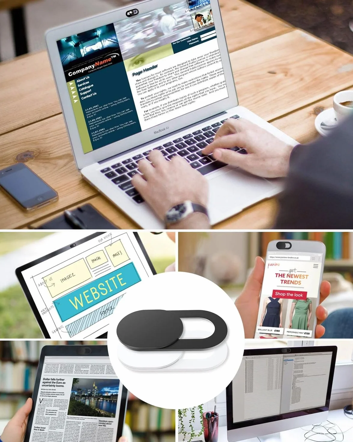 Etui na kamerę internetową - 20 sztuk pokrowiec na kamerę internetową na laptopa, ultracienki, przedni aparat, do PC, smartfona, tabletu, ochrony prywatności