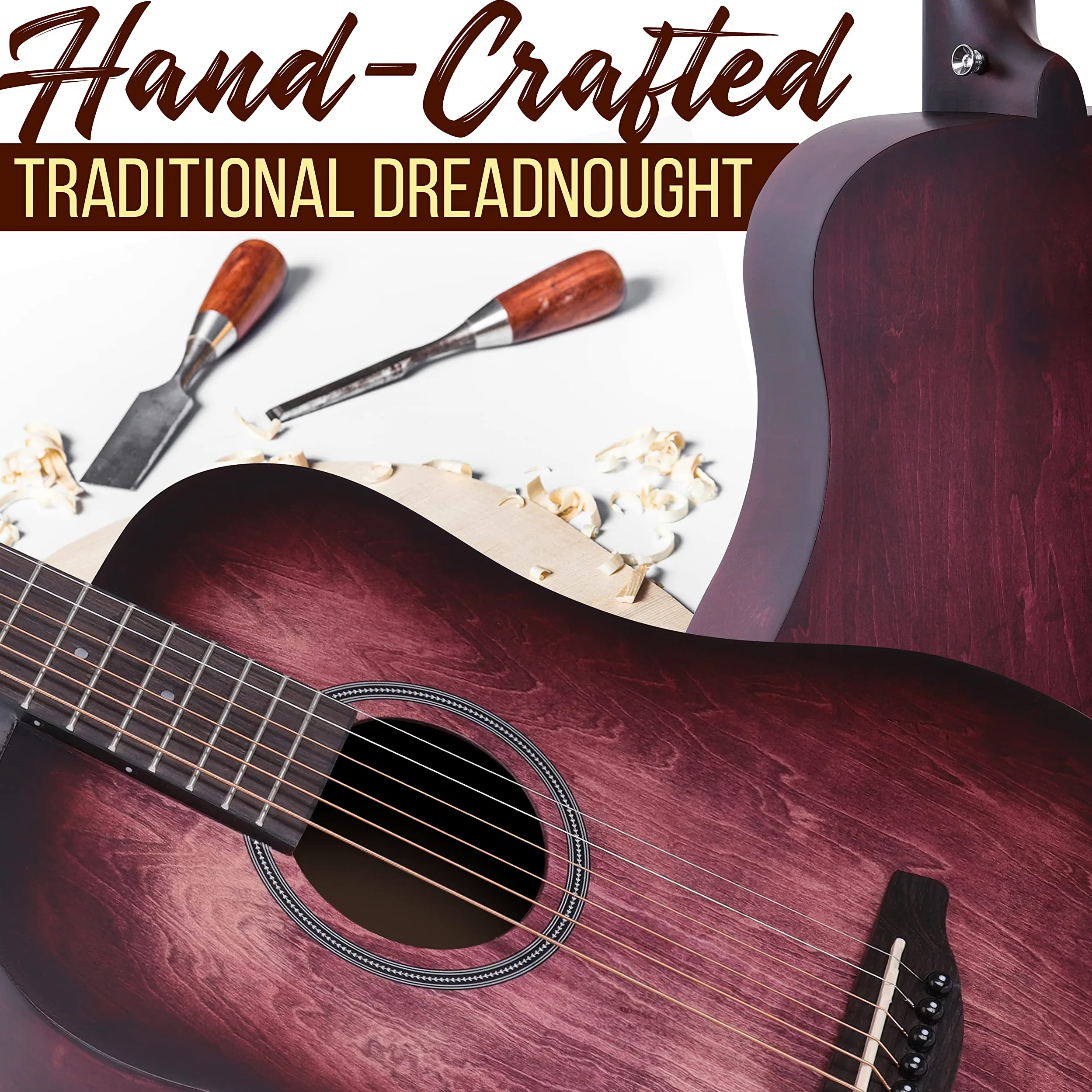 Pyle Gitara akustyczna dla dzieci 1/2 rozmiar 81 cm Dark Cherry Burst zestaw do gitary dla początkujących, gitara klasyczna dla dzieci, z torbą na koncert, pasek, stroik, struny