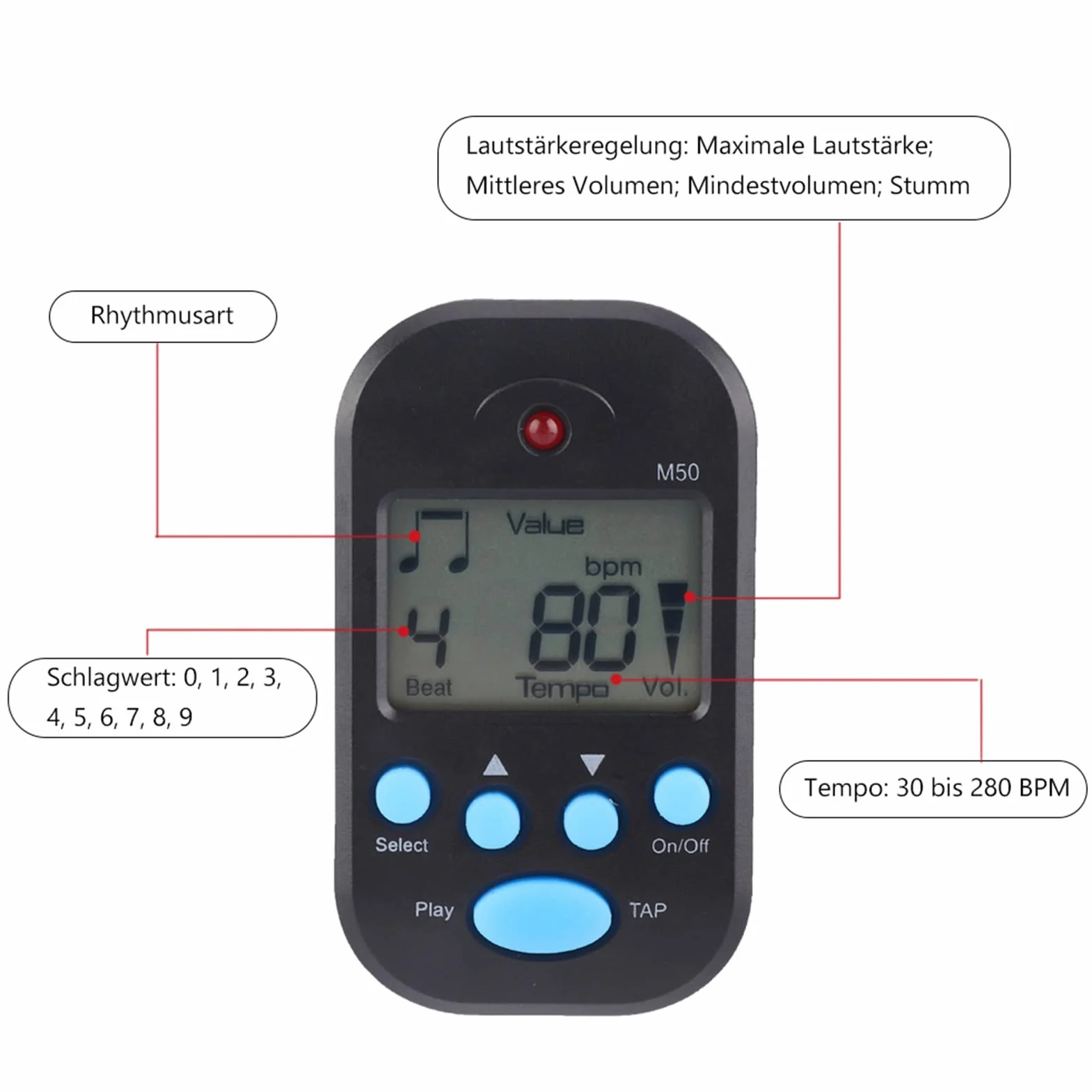 Alomejor Metronome mini przenośny wielofunkcyjny klips beat Tempo na gitarę fortepianową skrzypce bębna flet
