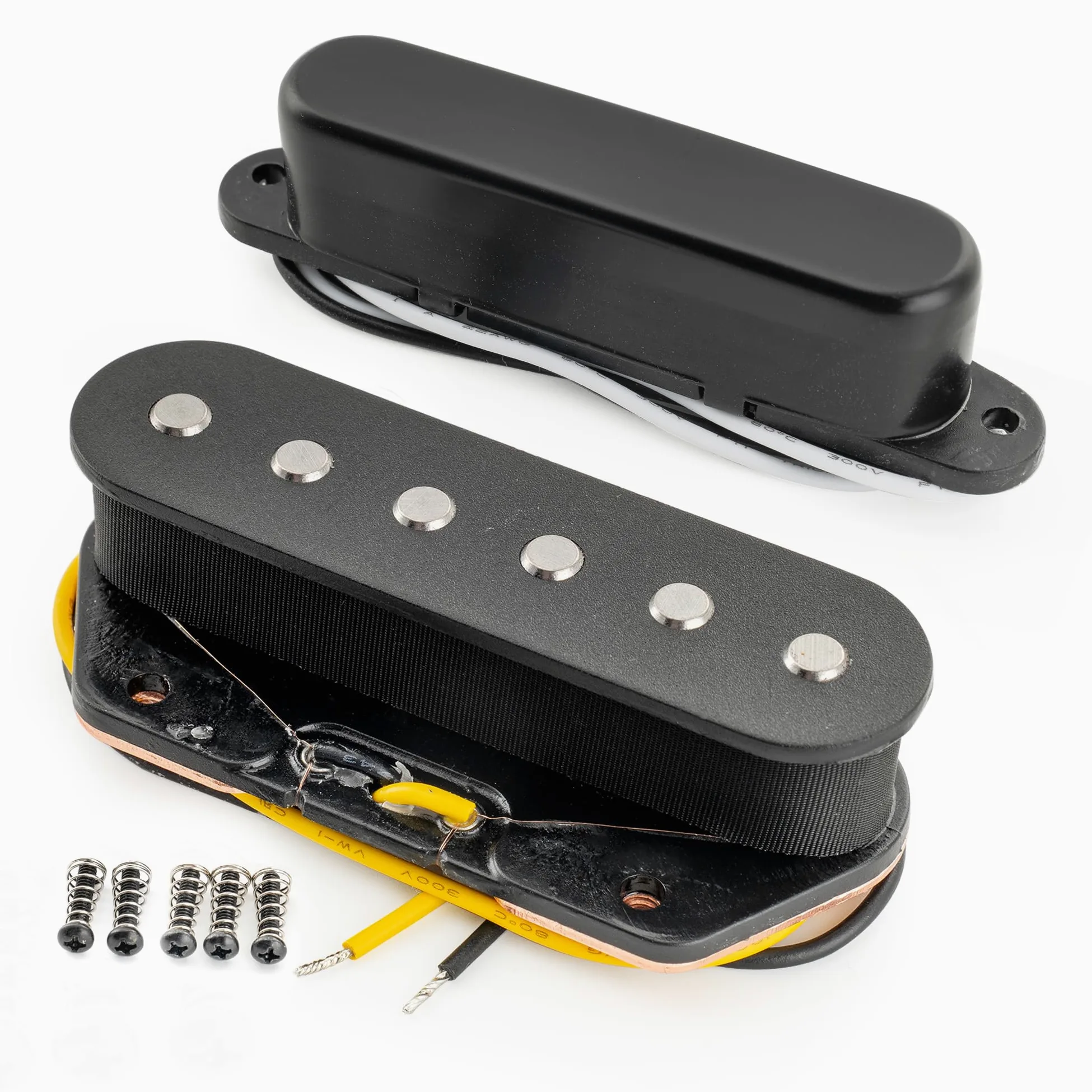 Musiclily Pro TL-60S Alnico 5 Przetwornik Single Coil Neck Bridge Pickups Set 8K/7,3K do Gitary Elektrycznej typu Tele, Czarny