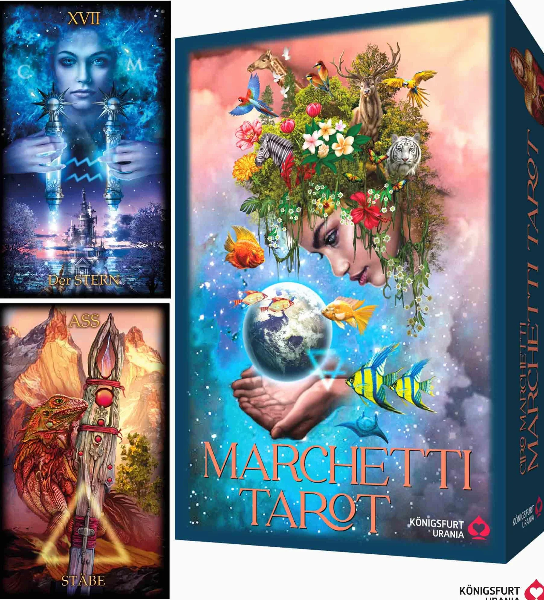 Marchetti Tarot - Folge deiner Intuition!: 78 Tarotkarten und 144-seitiges Buch, Stülpdeckelschachtel mit Spotlack