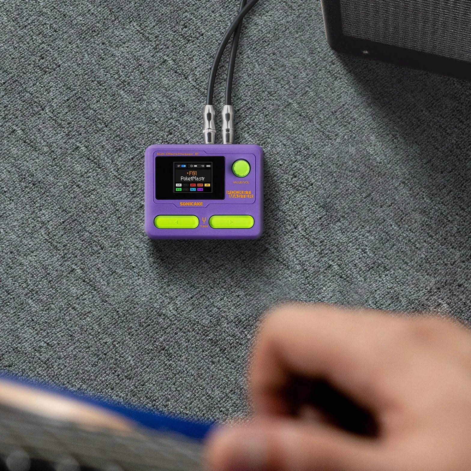SONICAKE Pocket Master Przenośny procesor gitarowy i basowy z modelowaniem wzmacniaczy, symulacją kolumn IR, efektami, interfejsem audio USB OTG stereo, Bluetooth, kolorowy ekran LCD 1,77", fioletowy