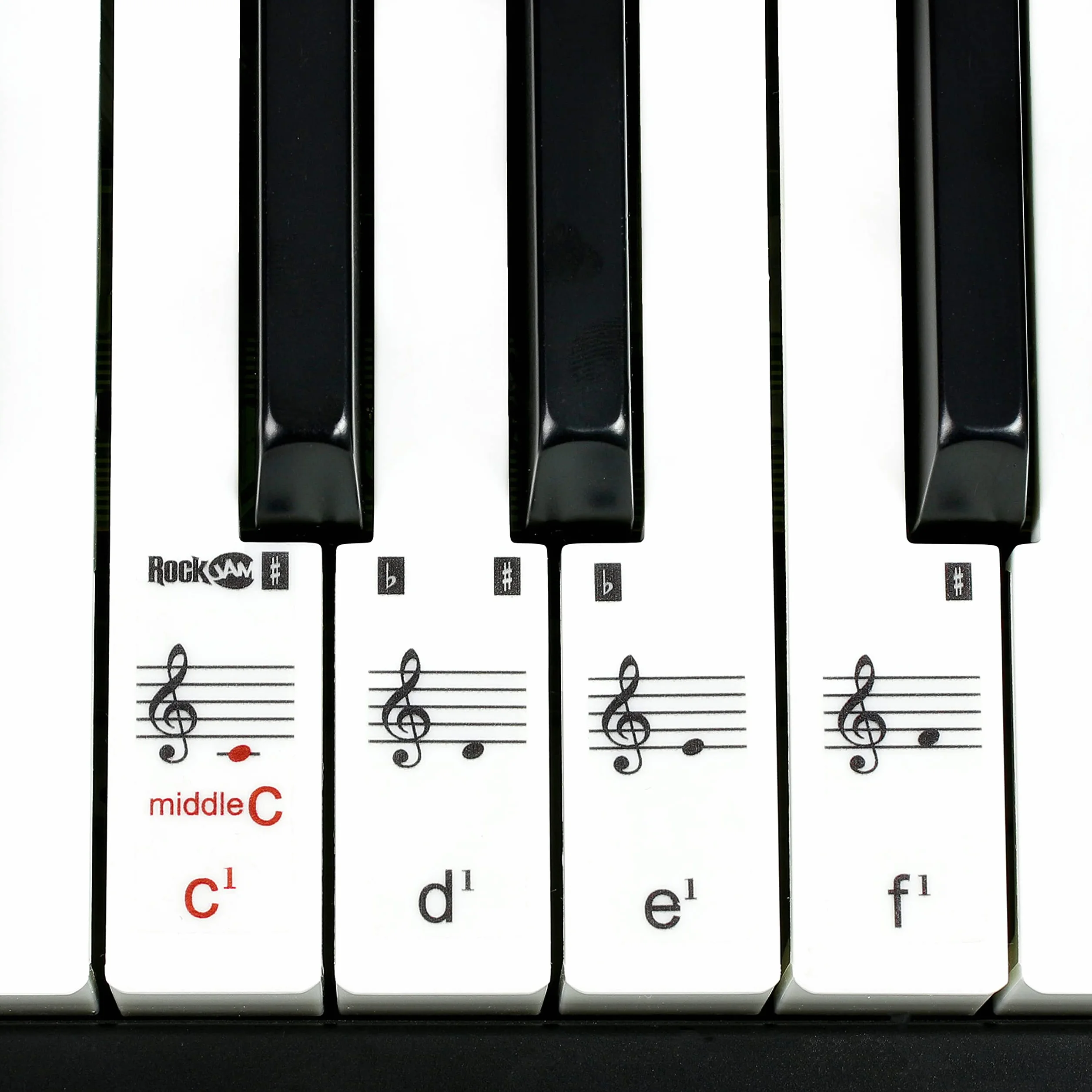 RockJam 61-Key Keyboard fortepian ze stojakiem na nuty, naklejki i lekcje