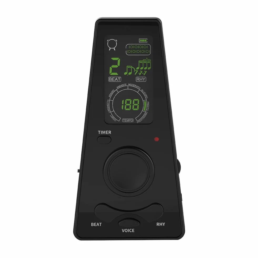 Elektroniczny metronom cyfrowy z regulacją głośności, pokrętłem tempa i timerem do fortepianu, gitary, skrzypiec, ukulele, perkusji (czarny)