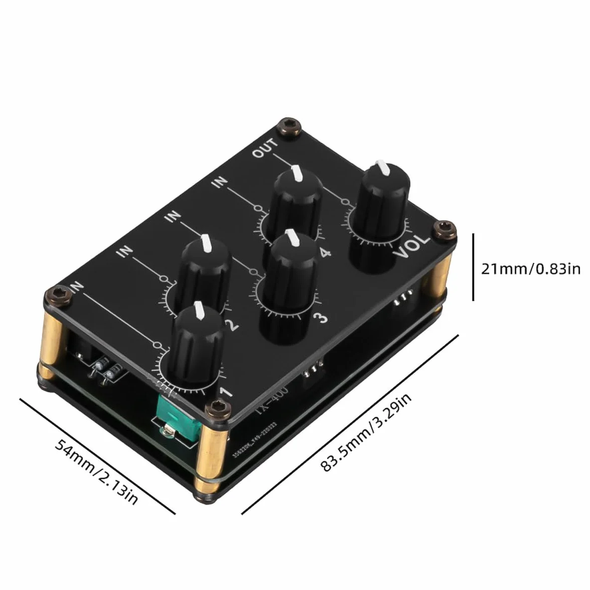 Przenośny 4-kanałowy mikser pasywny z 4 wejściami stereo RCA i 1 wyjściem stereo RCA dla rozszerzonej kontroli instrumentów mieszających, odtwarzaczy CD itp