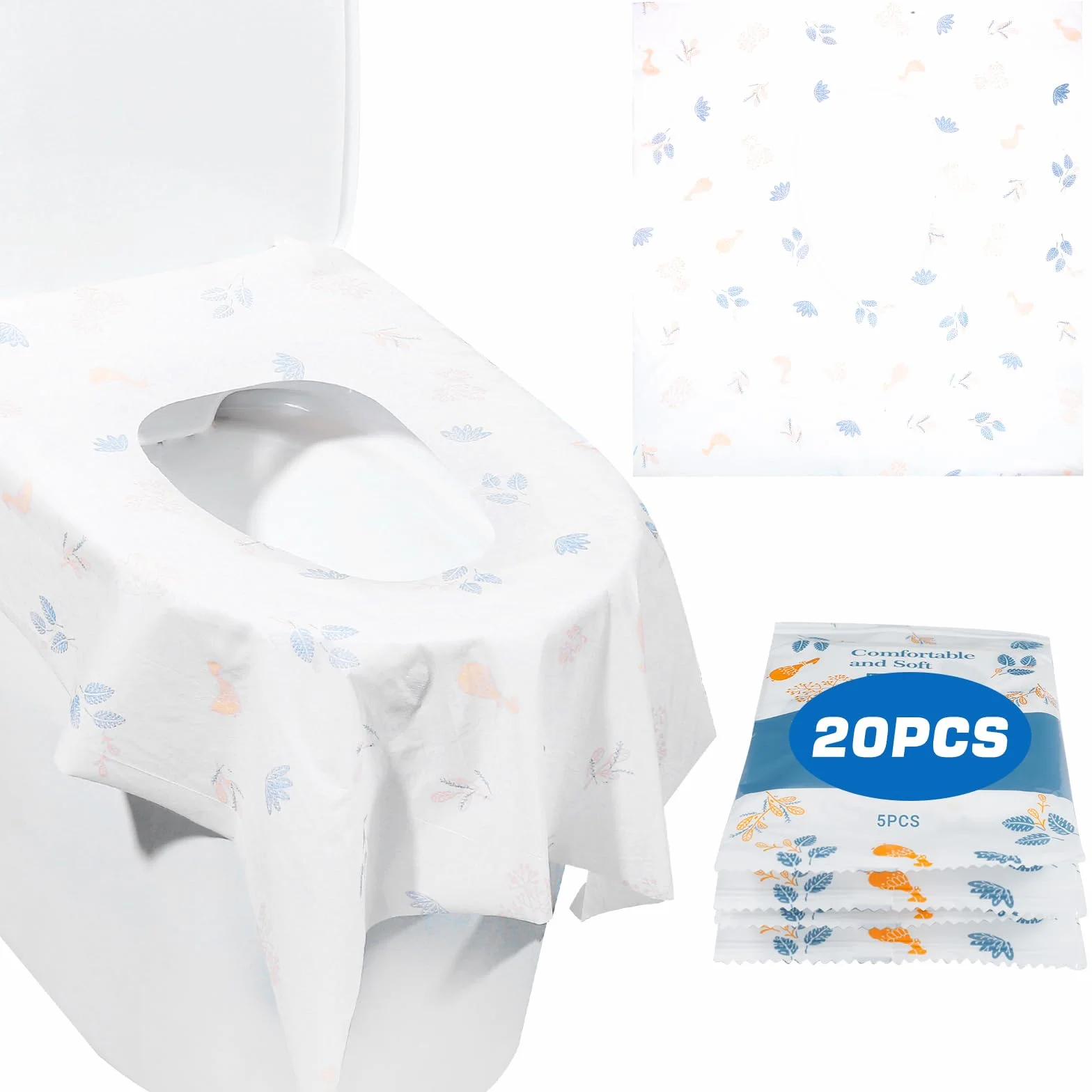 Zorplex Jednorazowe Ochraniacze Na Toaletę, 20 szt. XL Nakładki Na Sedes, Pojedynczo Pakowane, Wodoodporne, Przenośne dla Dzieci i Dorosłych, Idealne do Toalet Publicznych, Podróży, Szkół i Biur