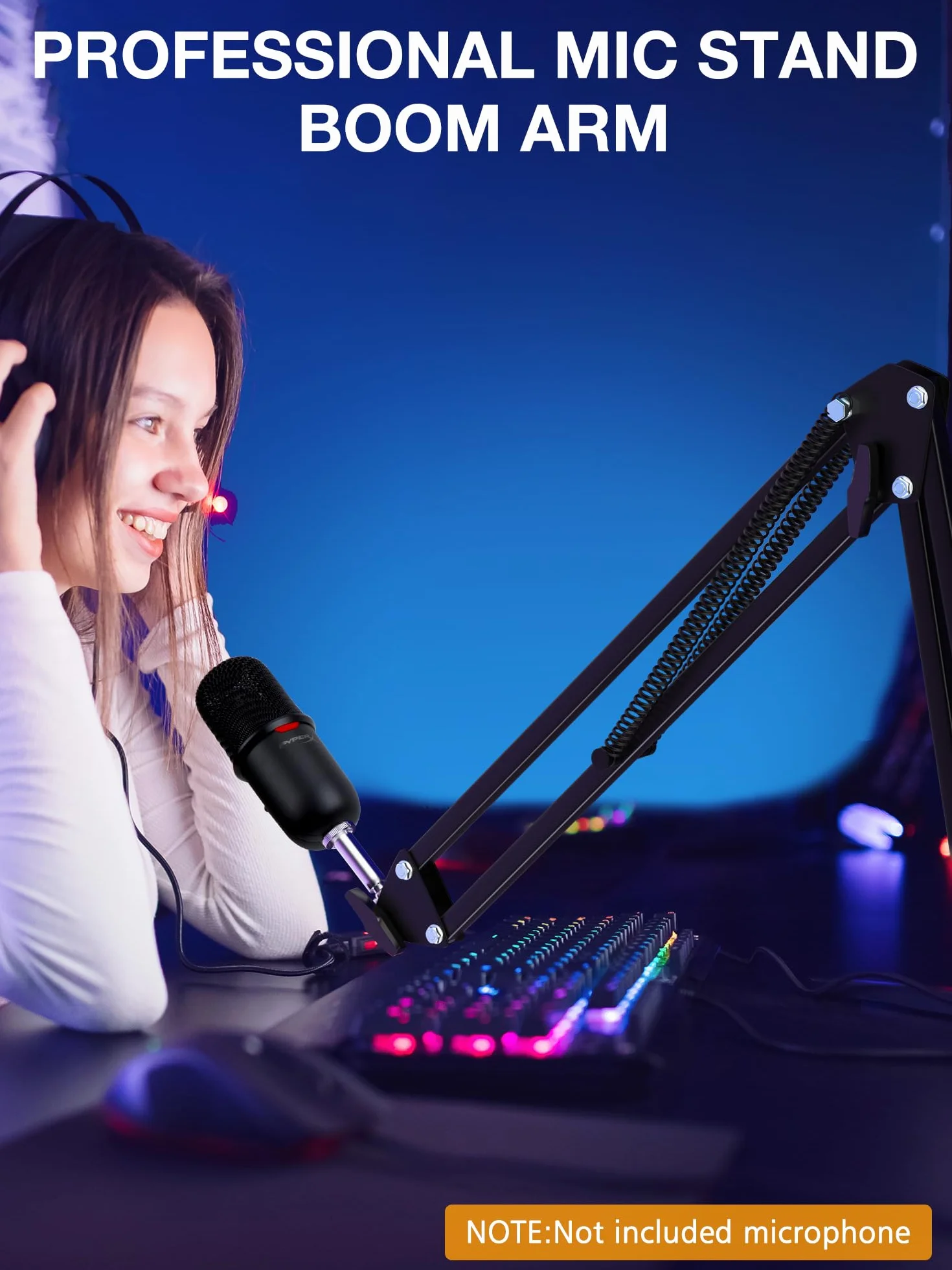 SoloCast stojak na mikrofon z ramieniem wysięgnika, regulowany wysięgnik do zawieszenia ramieniem nożycowym do mikrofonu gamingowego HyperX SoloCast firmy SUNMON