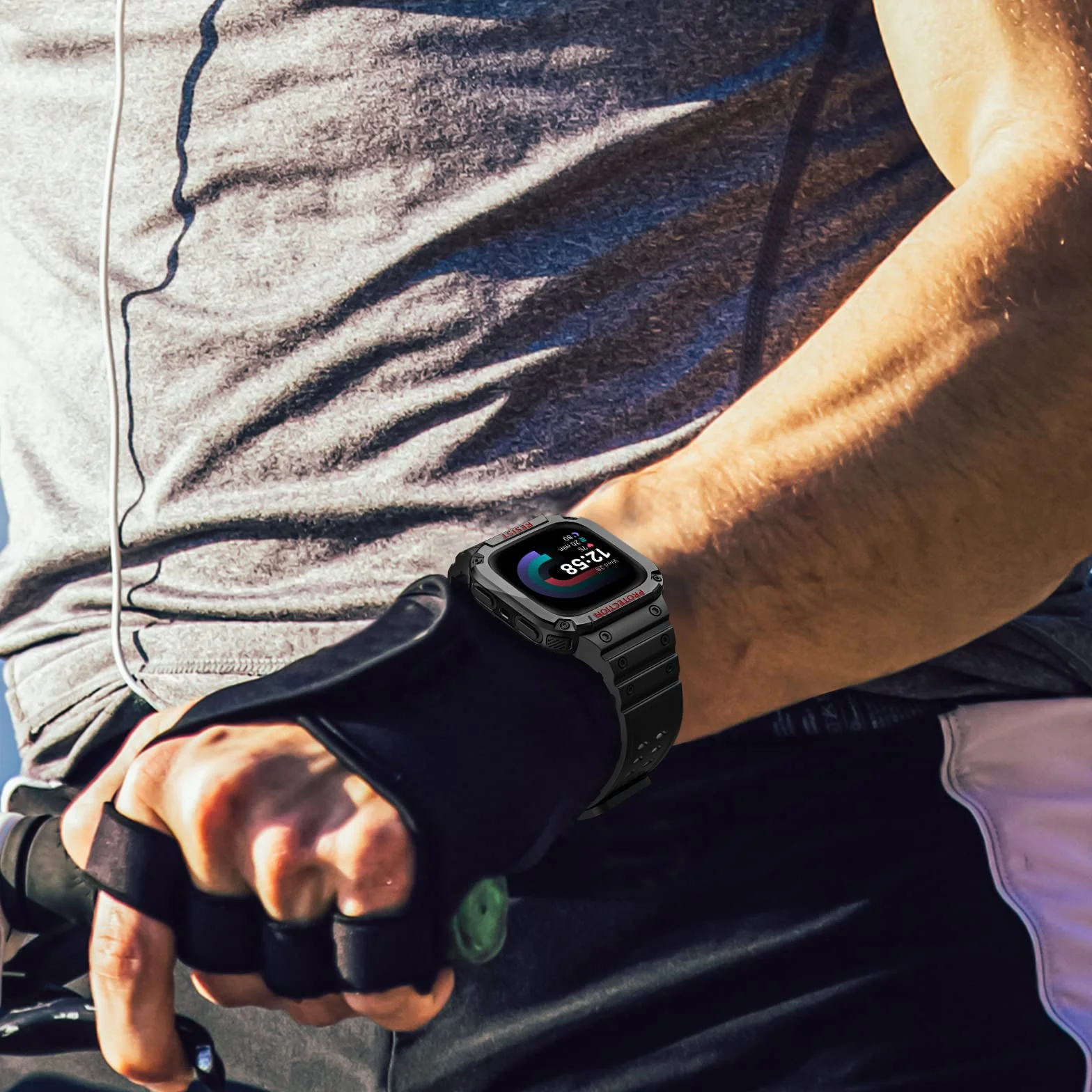 Fintie Paski z etui kompatybilne z Fitbit Versa 4/3 / 2/1 / Versa Lite/Fitbit Sense 2 / Sense, etui ochronne, pasek sportowy, dla mężczyzn