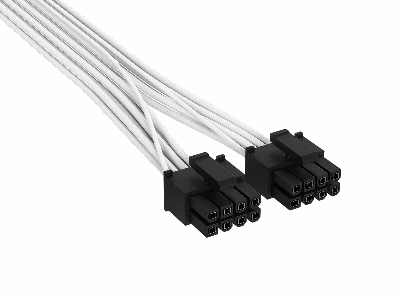 CORSAIR Elite Premium typ 4 kabel PSU 2 x 8-pinowy do PCIe 12 V-2 x 6 600 W, trójwarstwowy wzór Paracord, płaskie grzebienie do kabli, kompatybilny z zasilaczami Corsair typu 4, biały