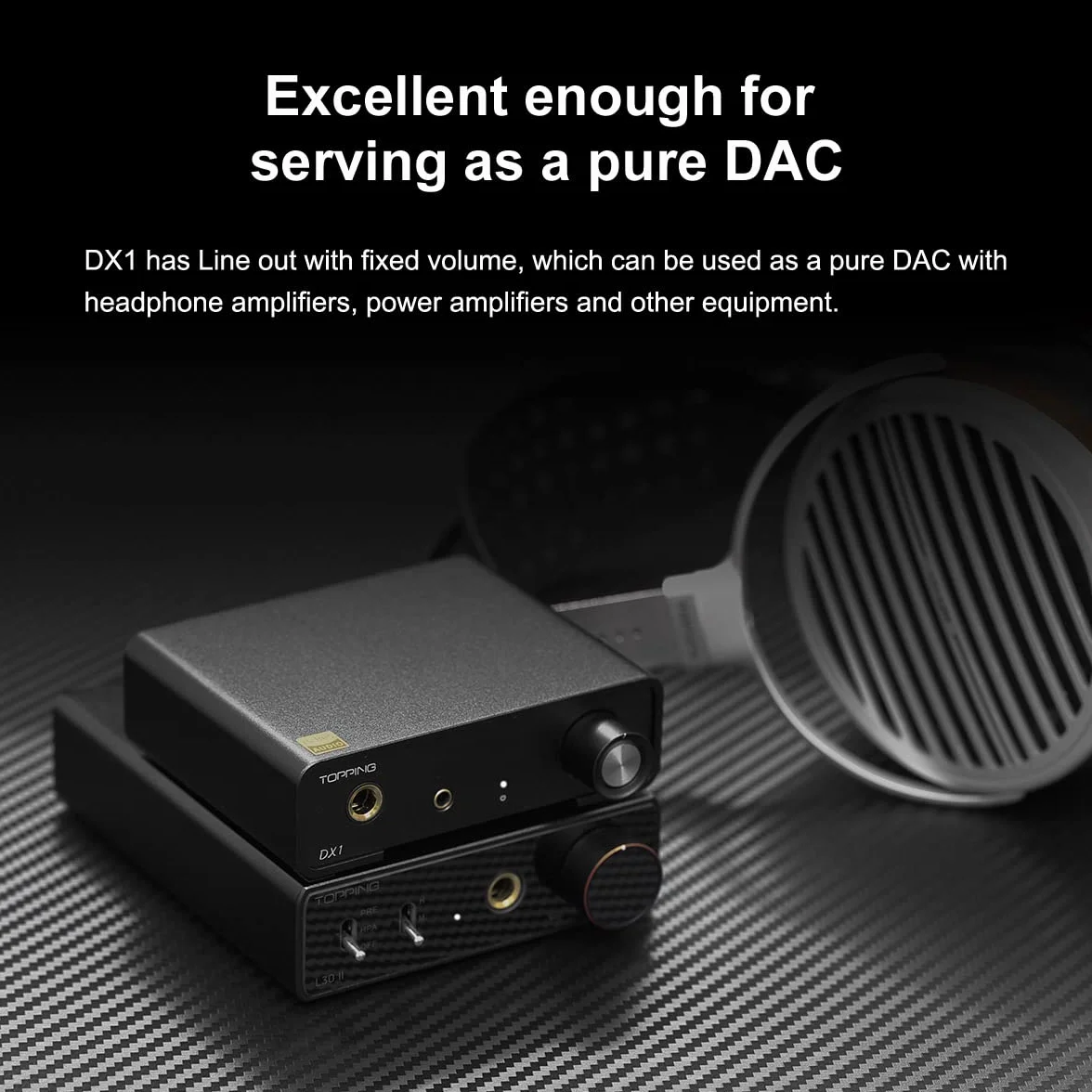 Topping DX1 Mini Stereo DAC wzmacniacz słuchawkowy AK4493S 384kHz/32bit DSD256 280 mW x2 dyskretny wzmacniacz LNRD HiFi z 2 wzmocnieniami Home Audio czarny