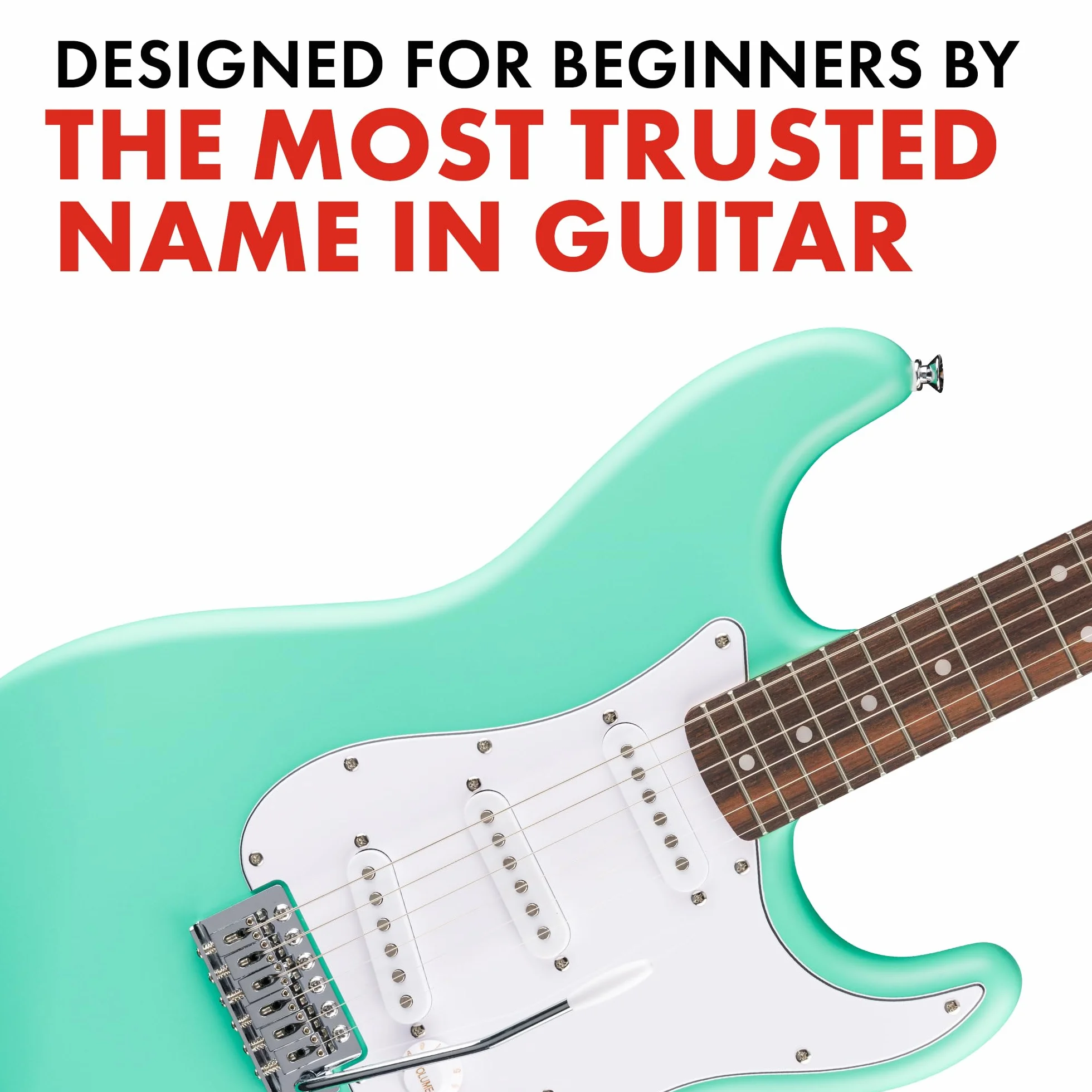 Squier by Fender Debut Collection Stratocaster gitara elektryczna, podstrunnica Laurel, biała maskownica, Seafoam Green