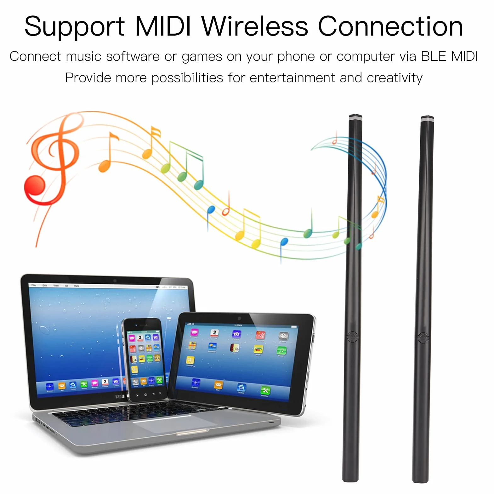 Air Electronic Drum Kit Type C MIDI Bluetooth Wireless Automatic Positioning Somatosensory Drum Stick 5 Bębnów 3 Chusteczki