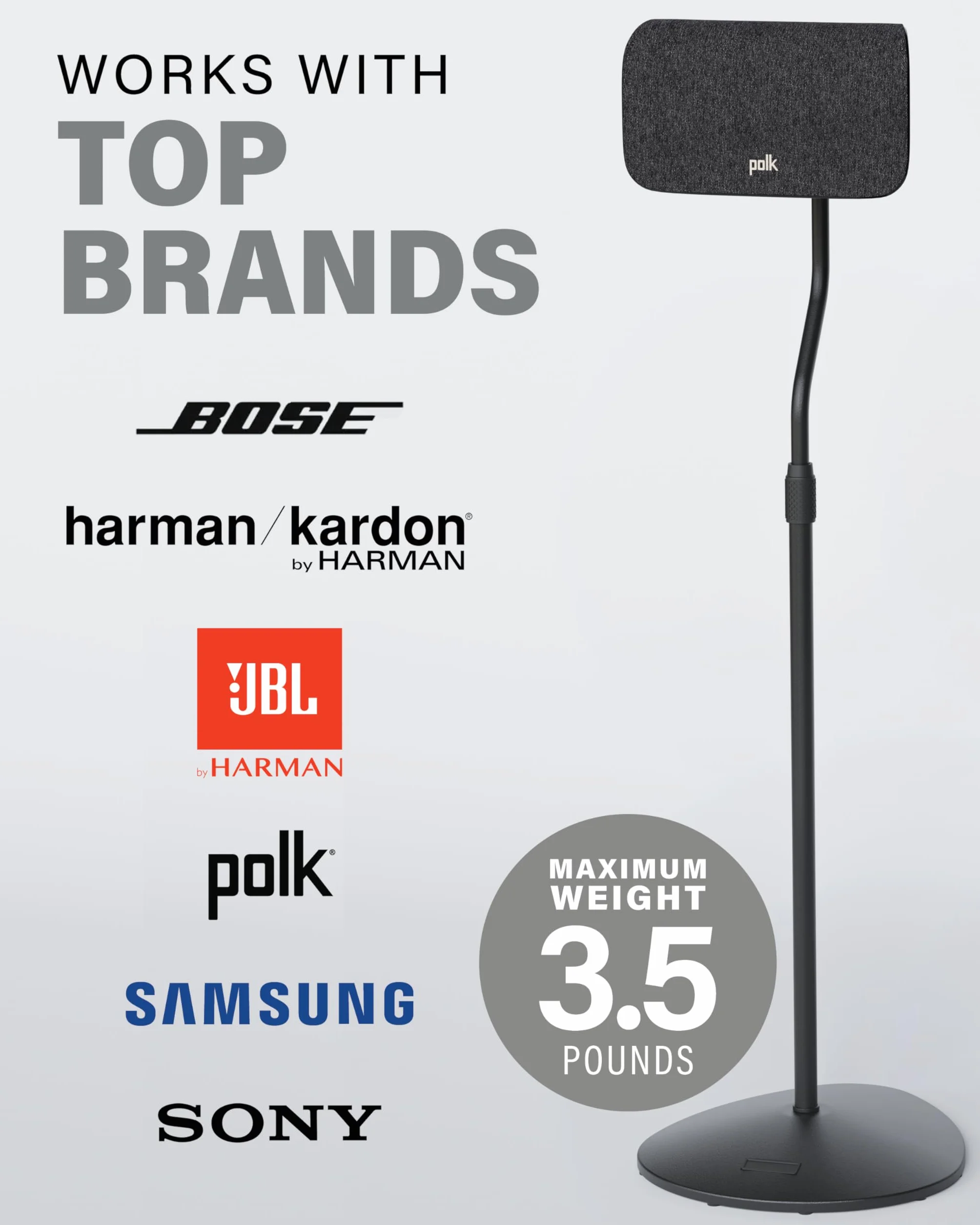 Sanus Stojak głośnikowy o regulowanej wysokości – rozciąga się od 71 cm do 96,5 cm – mieści głośniki satelitarne i małe (Bose, Harmon Kardon, Polk, JBL, KEF, Klipsch, Sony i inne) – zestaw 2 szt. –