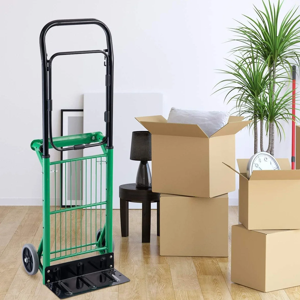 COSTWAY Wózek transportowy 2 w 1, składany, obciążenie do 90 kg, regulowana wysokość, stalowa rama, układający się w stos, wózek schodowy