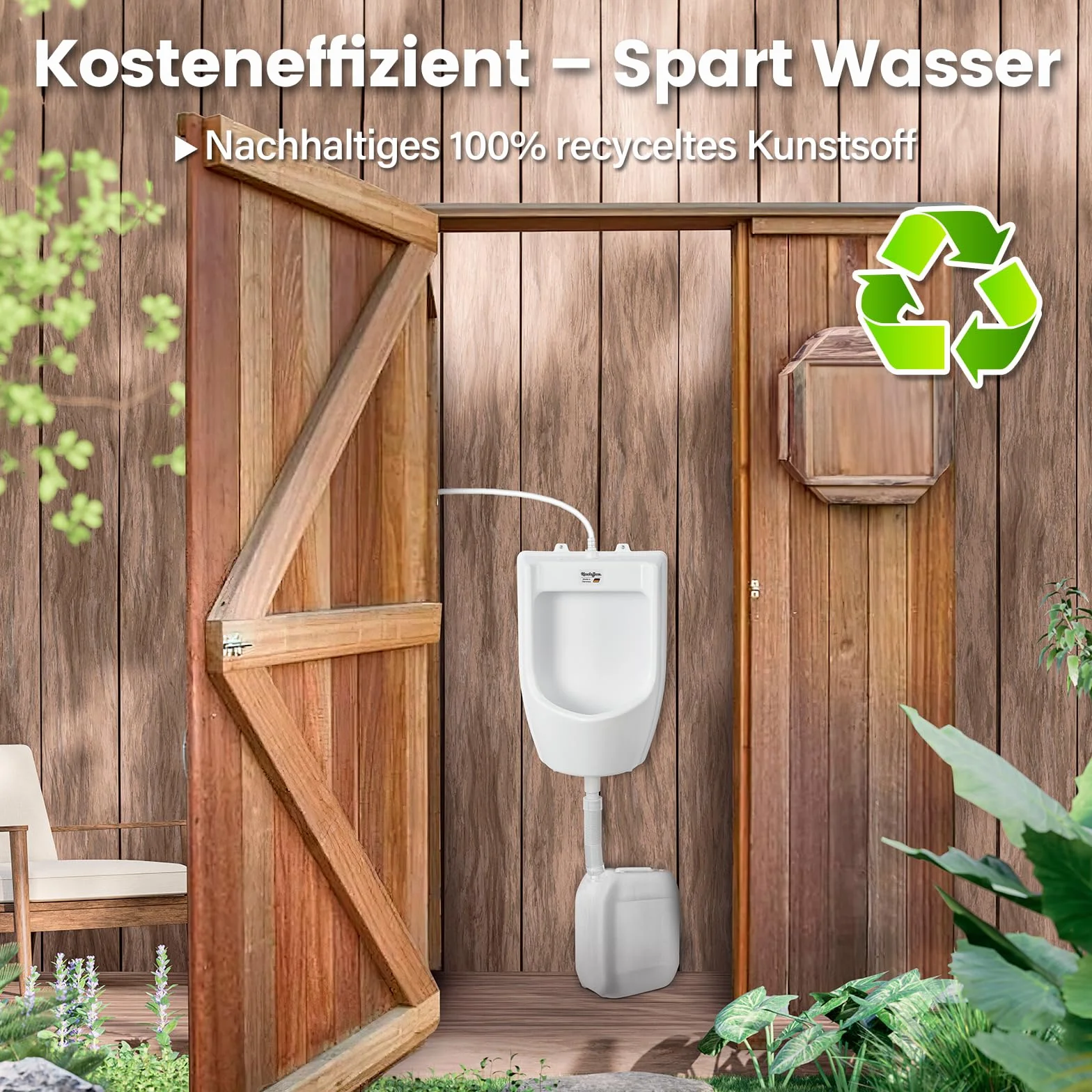 Pisuar z tworzywa sztucznego z wężem, sitkiem do pisuaru i akcesoriami – męski zestaw WC dla mężczyzn stojący toaleta miska pisuaru, plastikowy ścienny pisuar do ogrodu, toalety, domu, na kemping