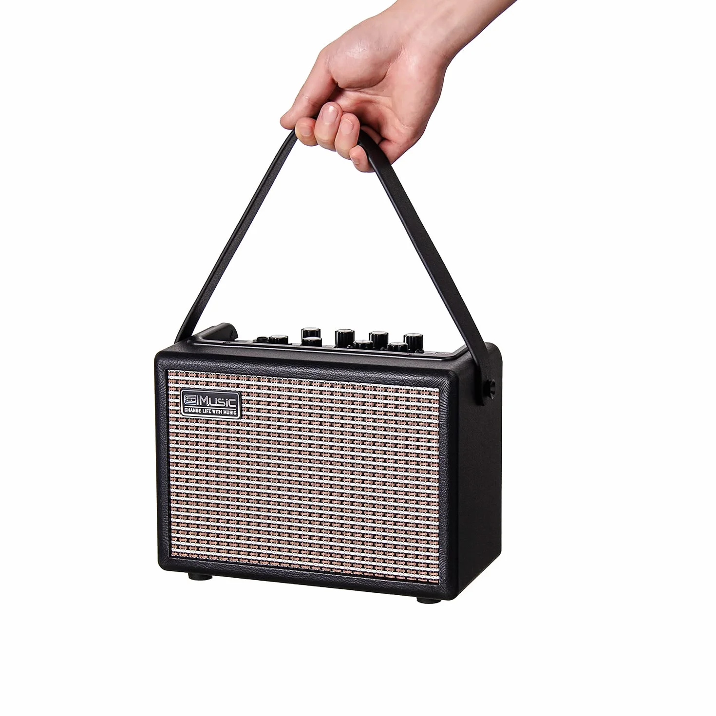 Coolmusic 15G wzmacniacz gitarowy, przenośny wzmacniacz gitarowy Bluetooth, 2-funkcyjny wzmacniacz gitarowy, odpowiedni do gitary elektrycznej i akustycznej, zawiera przyciski