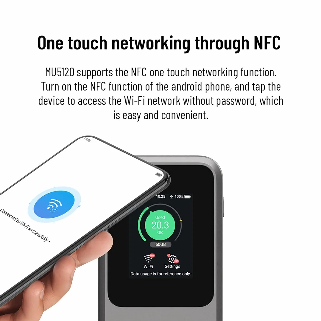 ZTE MU5120 – najpotężniejszy przenośny hotspot WiFi 5G, ogromna bateria 10000 mAh, odwrotne ładowanie 18 W, NFC, ekran dotykowy 2,4", łączy 32 urządzenia – odblokowane gniazdo SIM