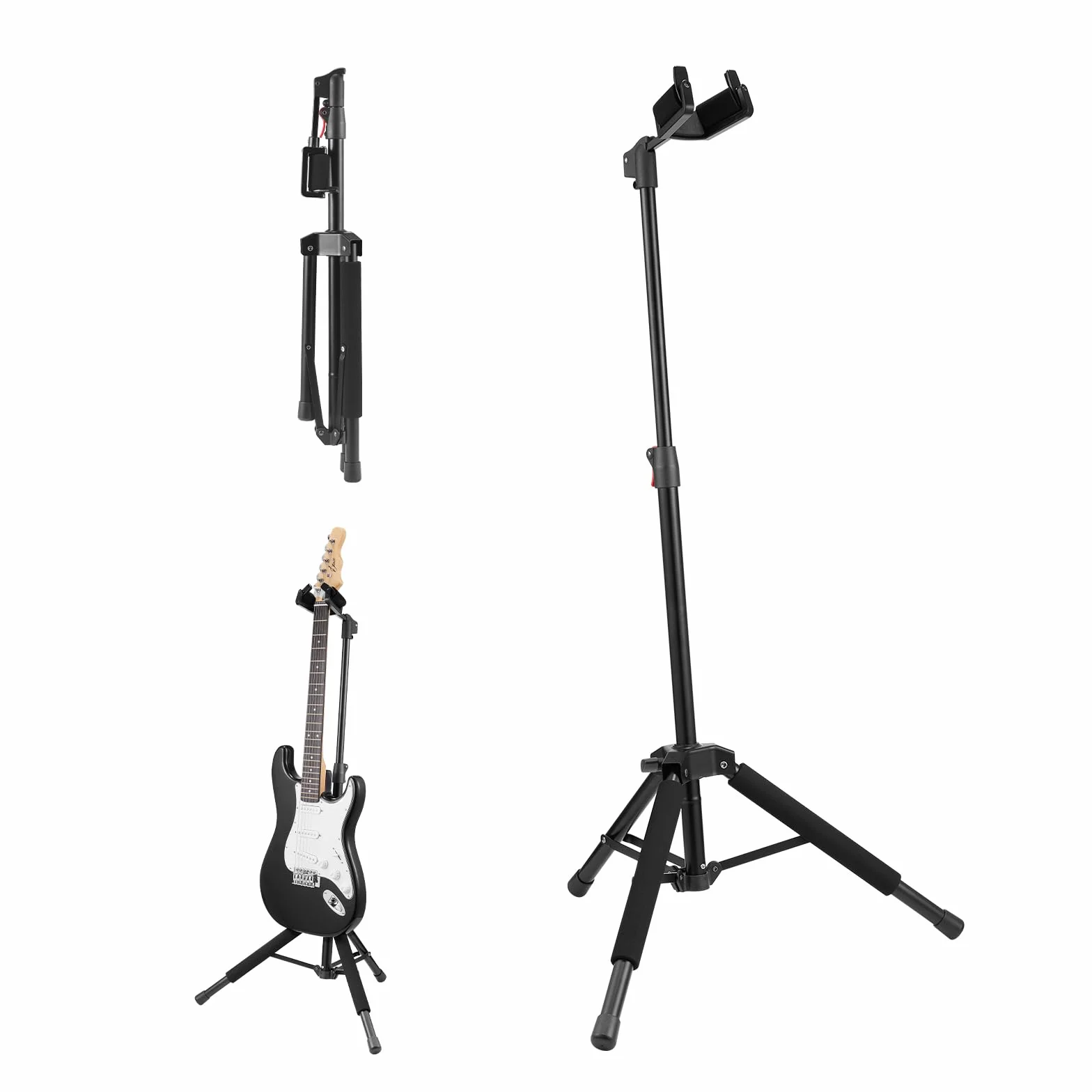VEVOR Stojak na gitarę składany, nośność 15 kg, regulacja wysokości 900-1200 mm, statyw do gitary basowej i akustycznej