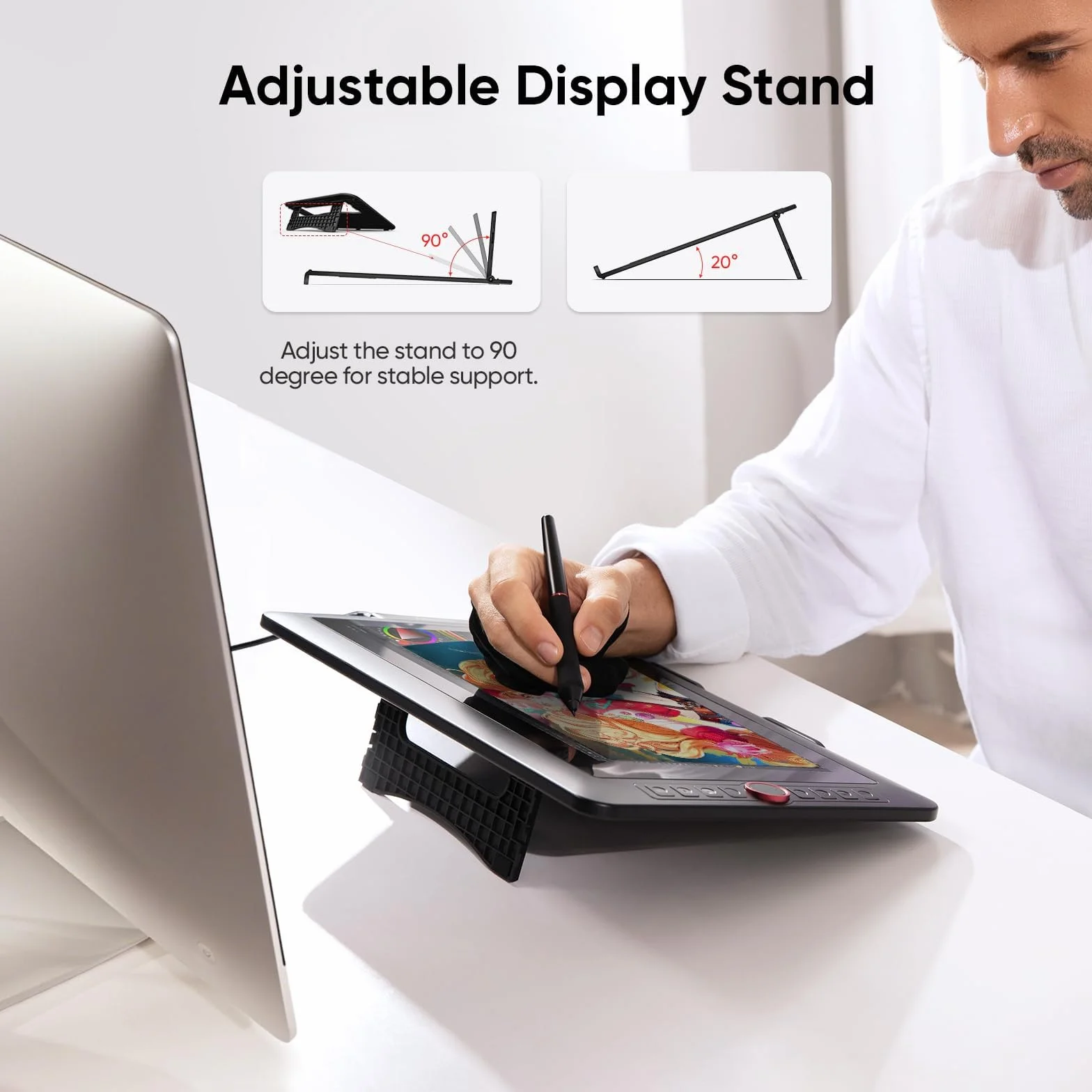 XP-PEN Artist 13.3 Pro Tablet z piórem graficznym 8192 poziomów - Tablet rysunkowy z ekranem 13,3 cala + 8 klawiszy skrótów - kompatybilny z Windows Mac